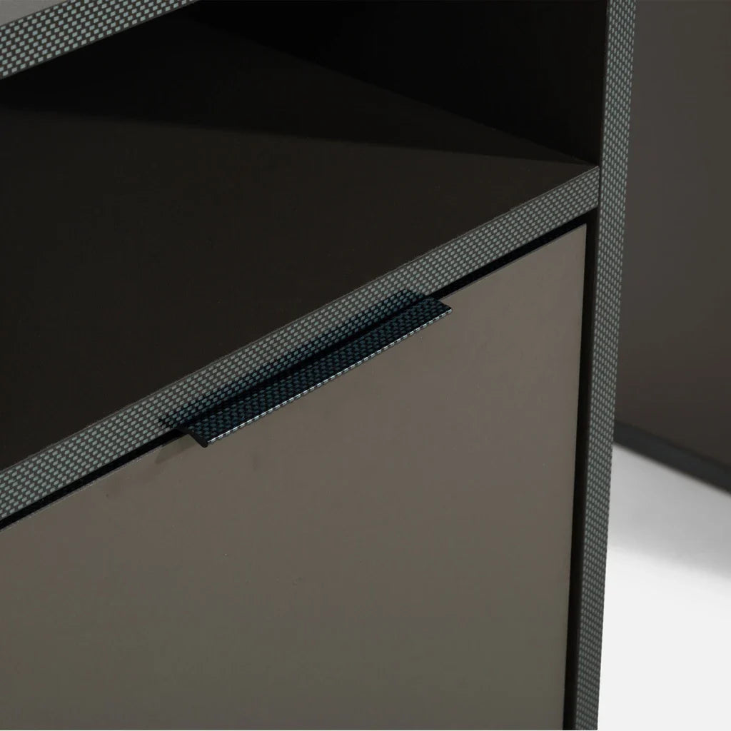 MO Carbon Desk with Shelves, Gray