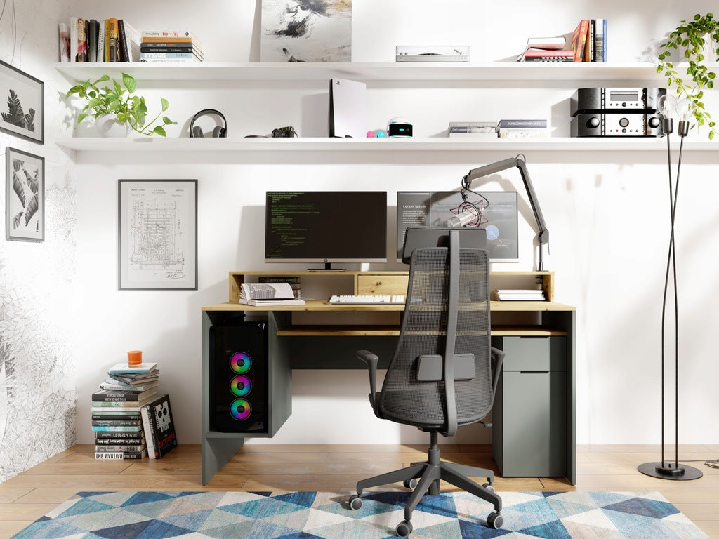 MO Rex Desk – Grey Graphite / Oak Artisan