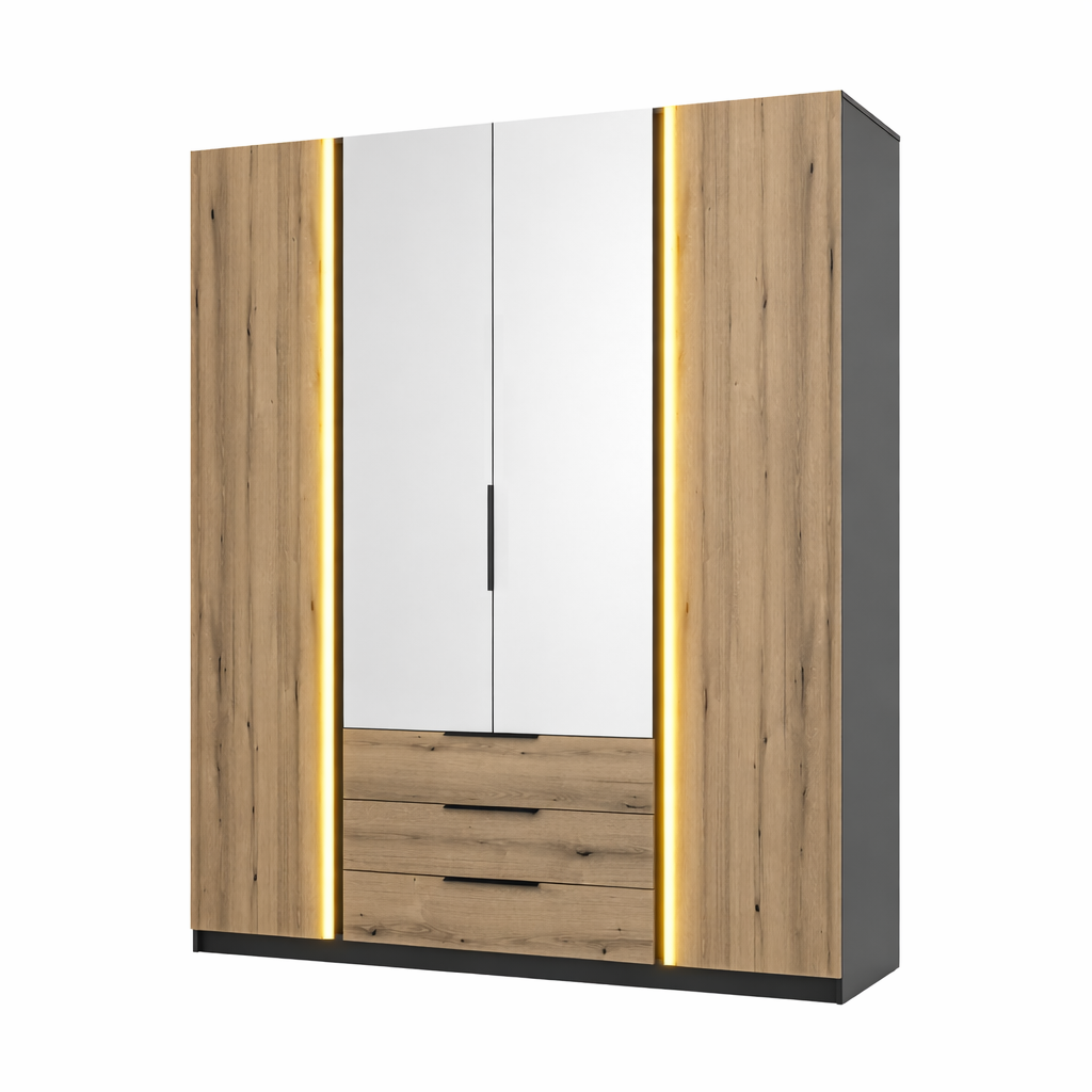 LE KAJA BL/EV 2F 2 3S Kleiderschrank mit Spiegel