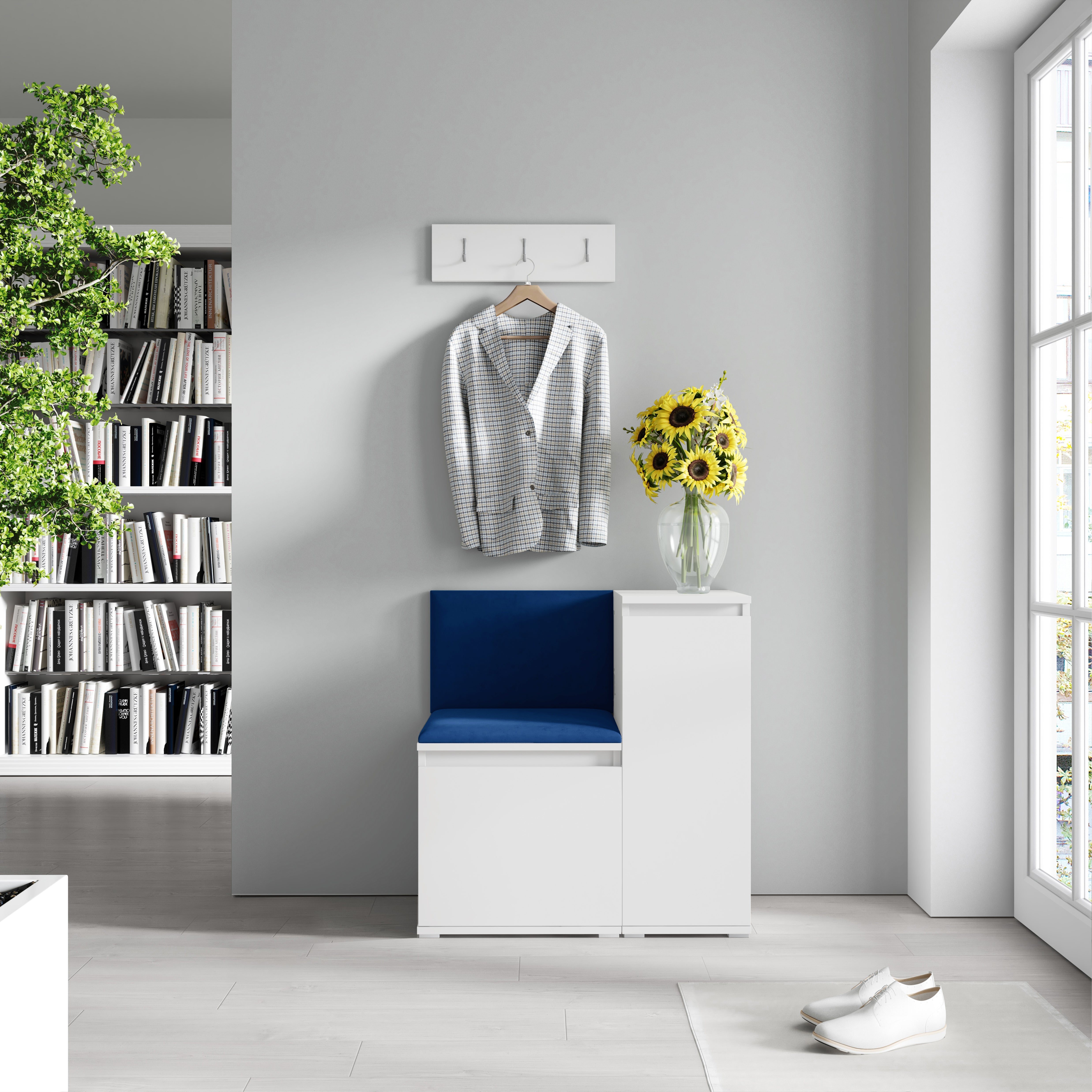 PK Emi 30 Hallway Wardrobe White - Upholstered Panels in Various Colours