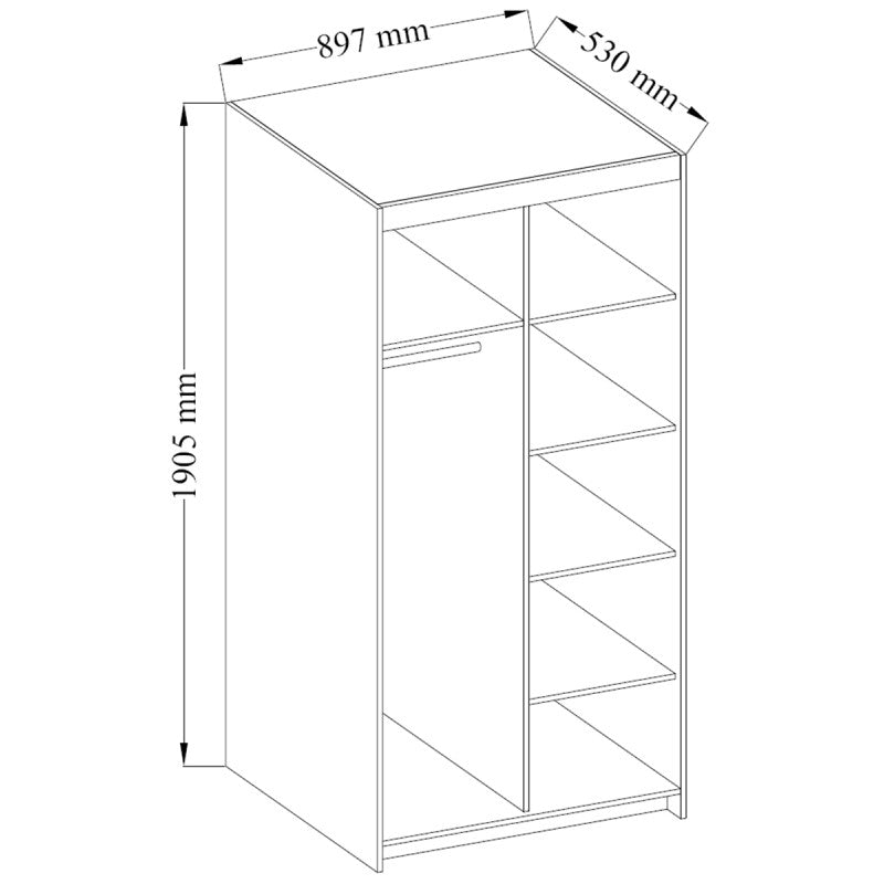 LE Elena 2D Spiegelgarderobe in Lefkas-Eiche