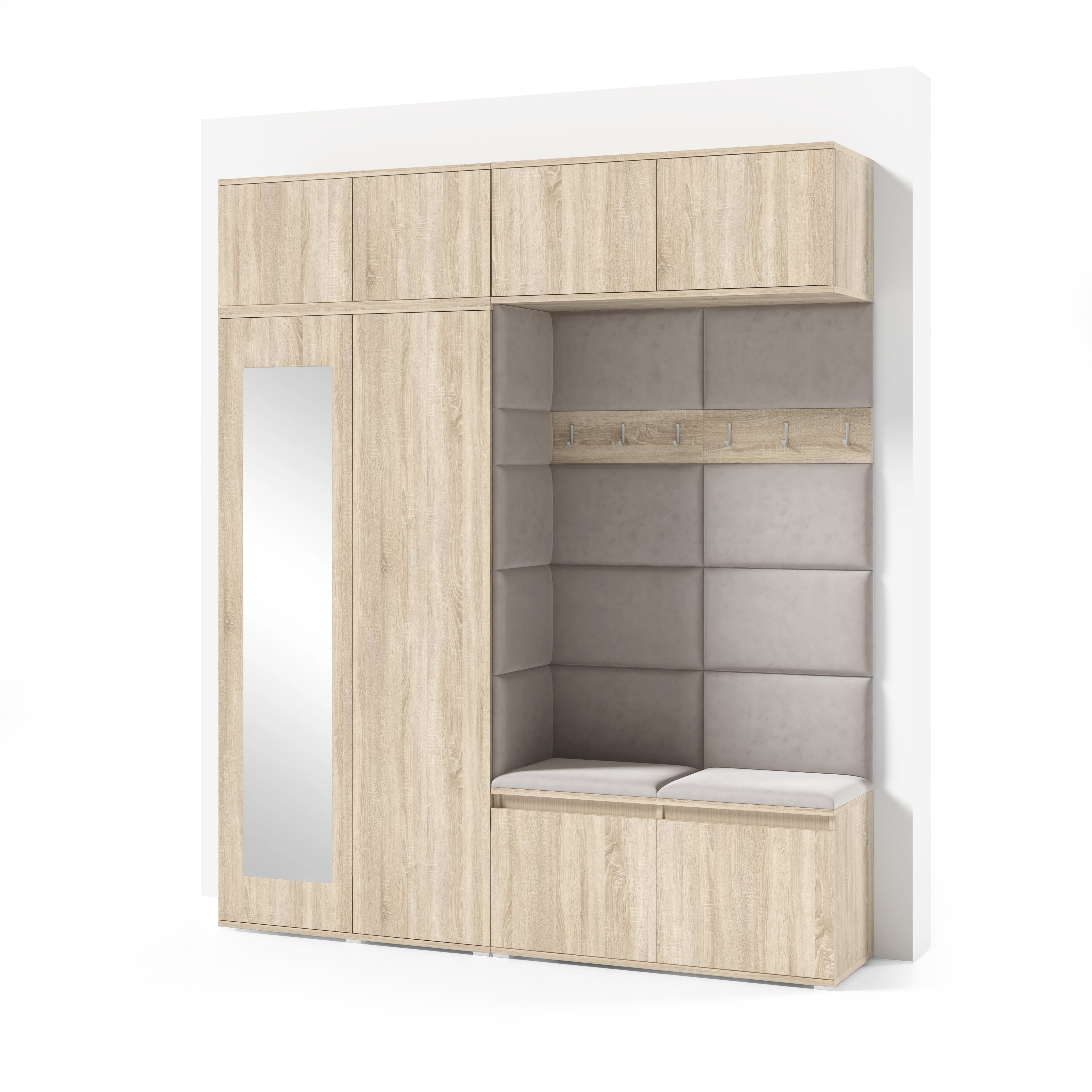PK Emi 16 Hallway Wardrobe Sonoma Oak - Upholstered Panels in Various Colours
