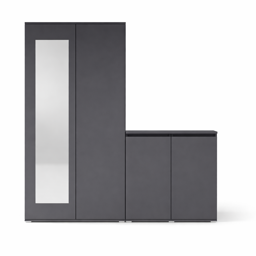 PK Emi 24 Hallway Wardrobe White/ Graphite/Aristan Oak-Black