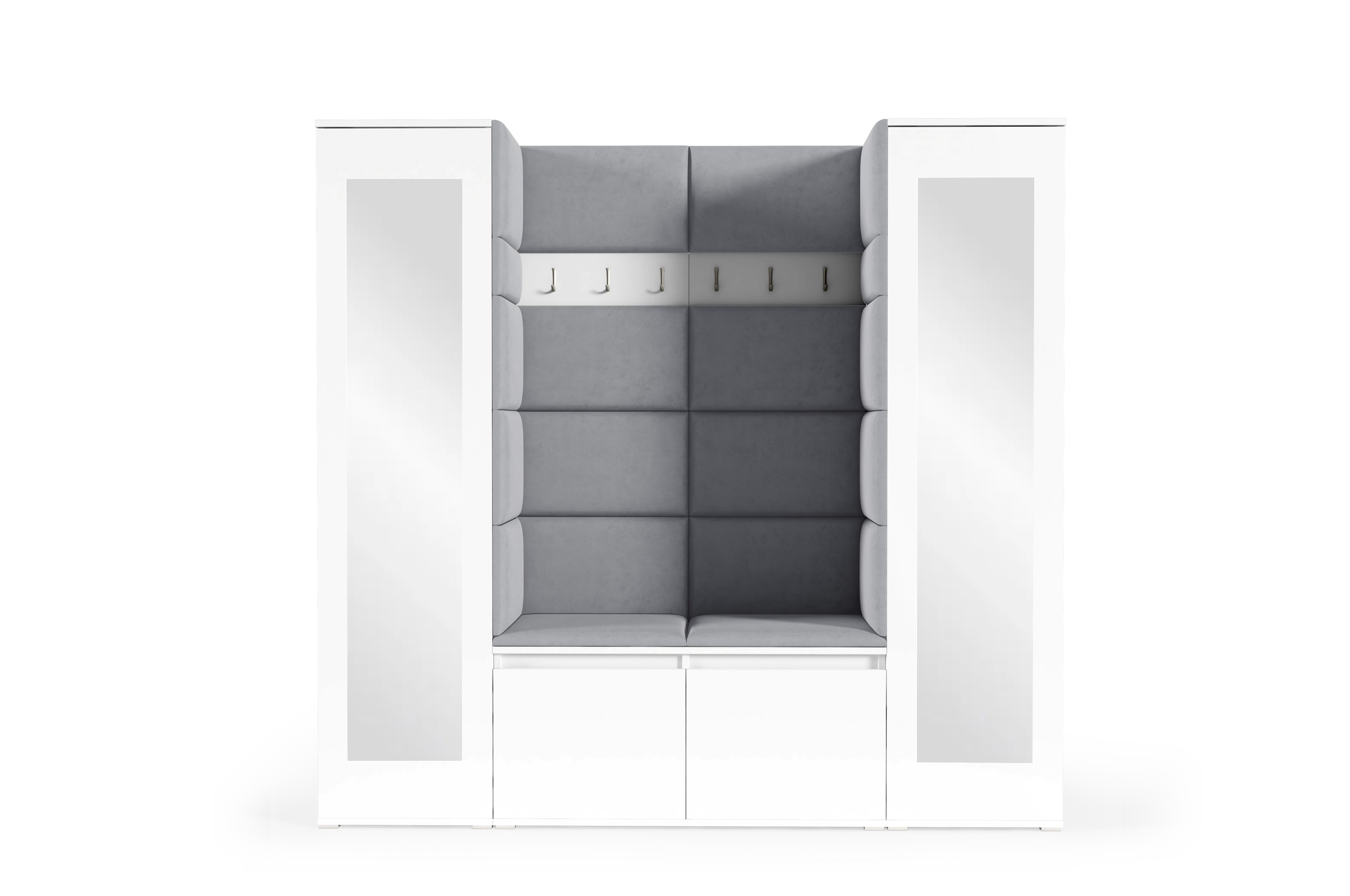 PK Emi 31 Hallway Wardrobe White - Upholstered Panels in Various Colours