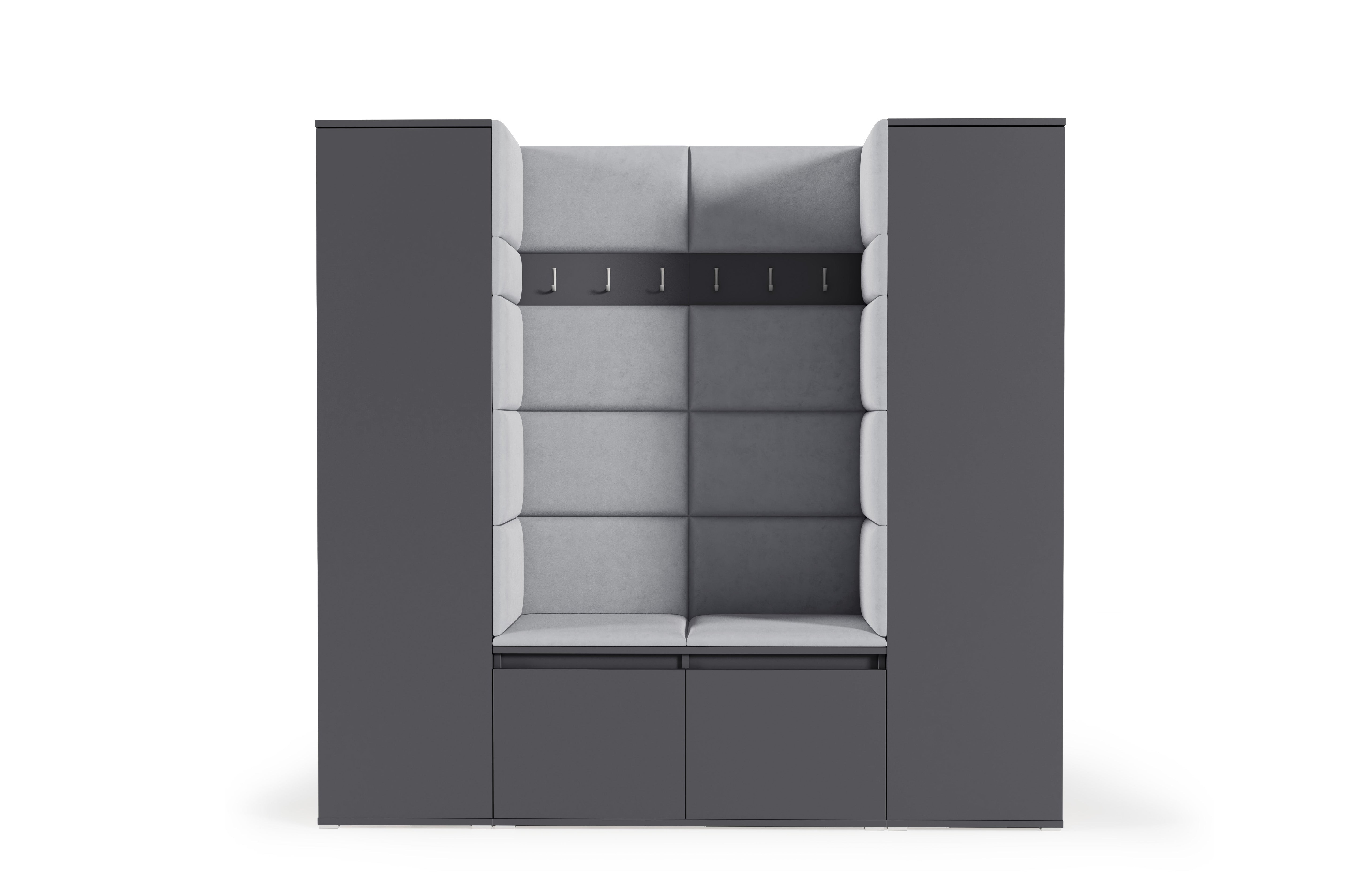 PK Emi 31 Hallway Wardrobe Graphite - Upholstered Panels in Various Colours