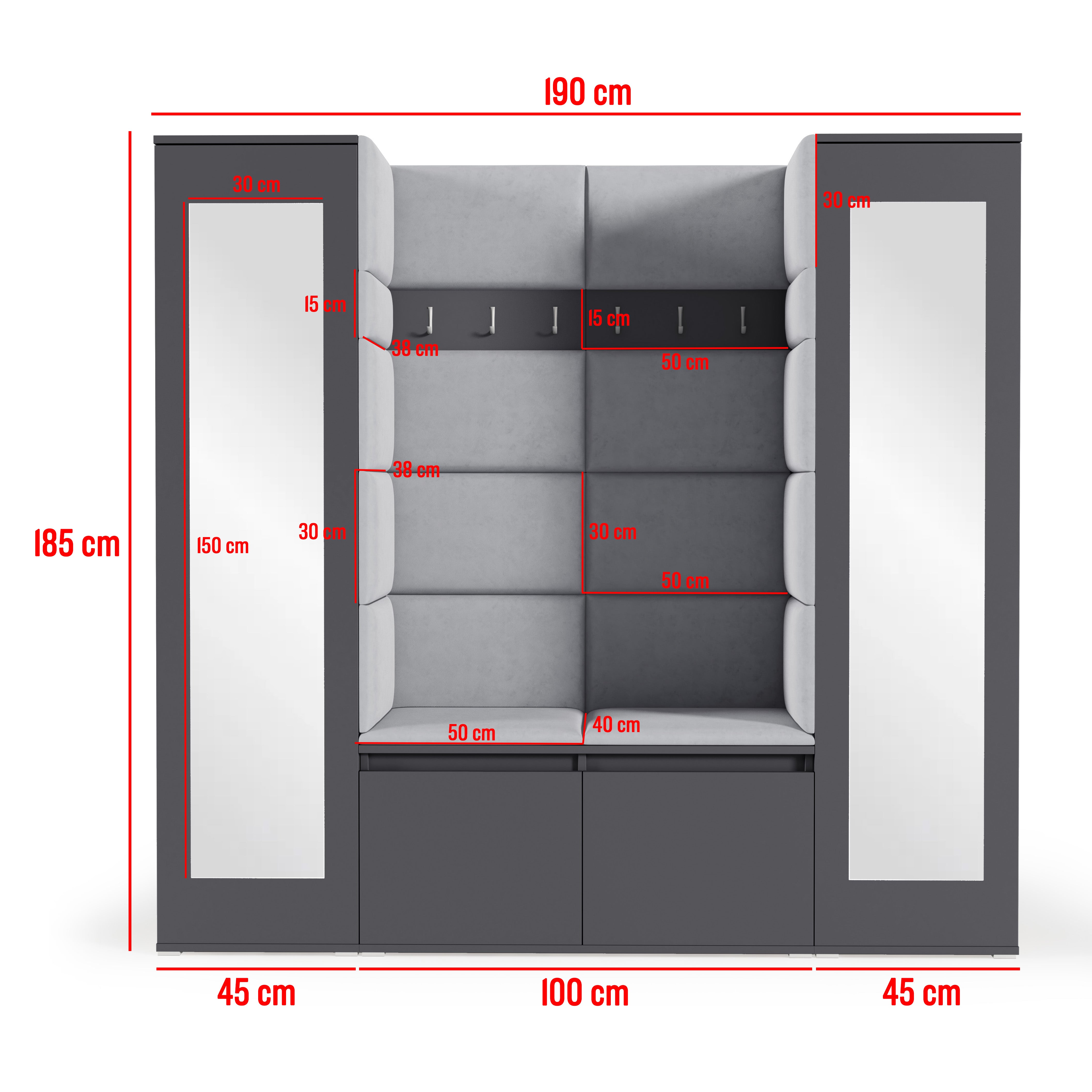 PK Emi 31 Hallway Wardrobe Sonoma Oak - Upholstered Panels in Various Colours