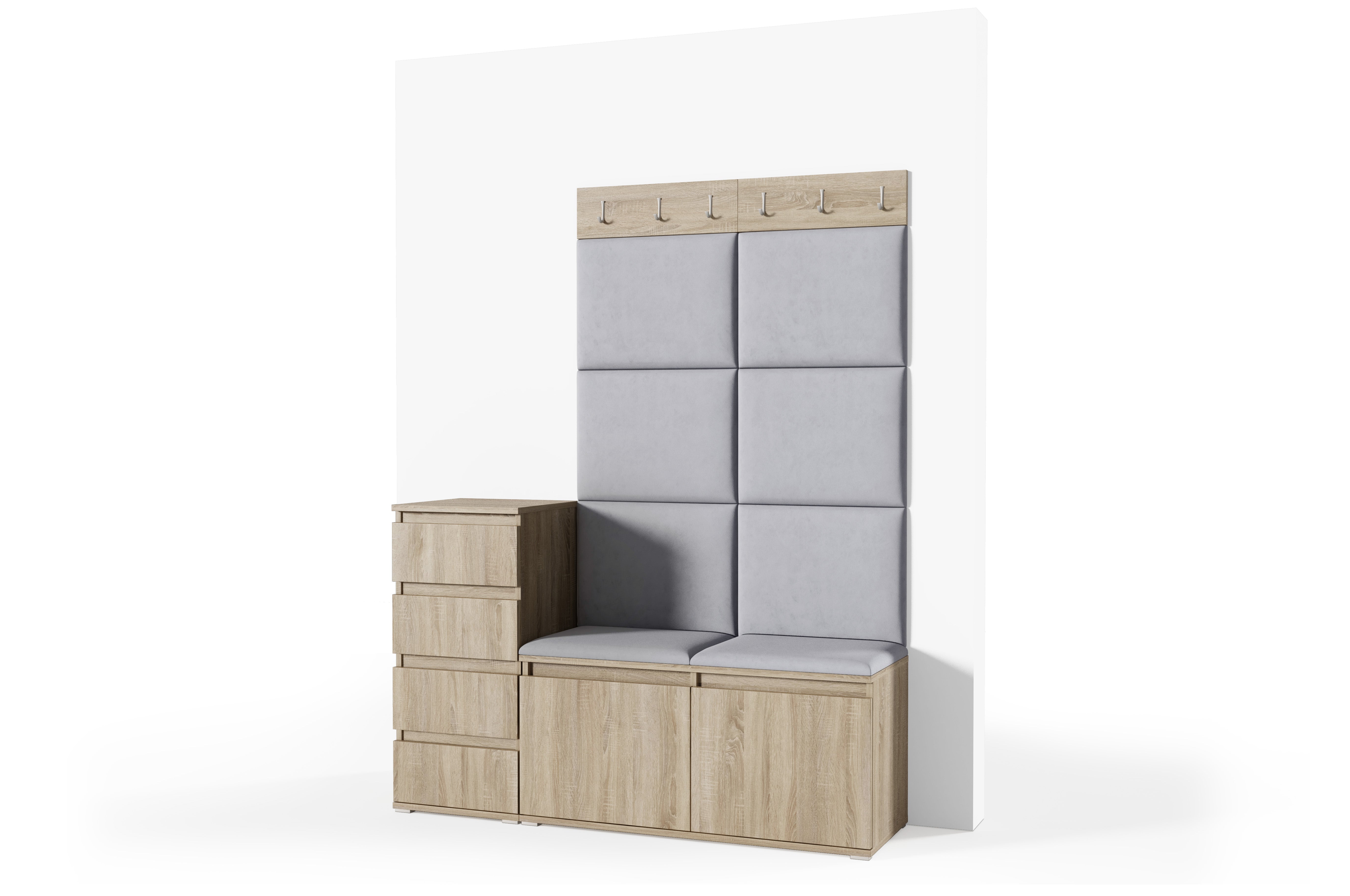 PK Emi 34 Hallway Wardrobe Sonoma Oak- Upholstered Panels in Various Colours