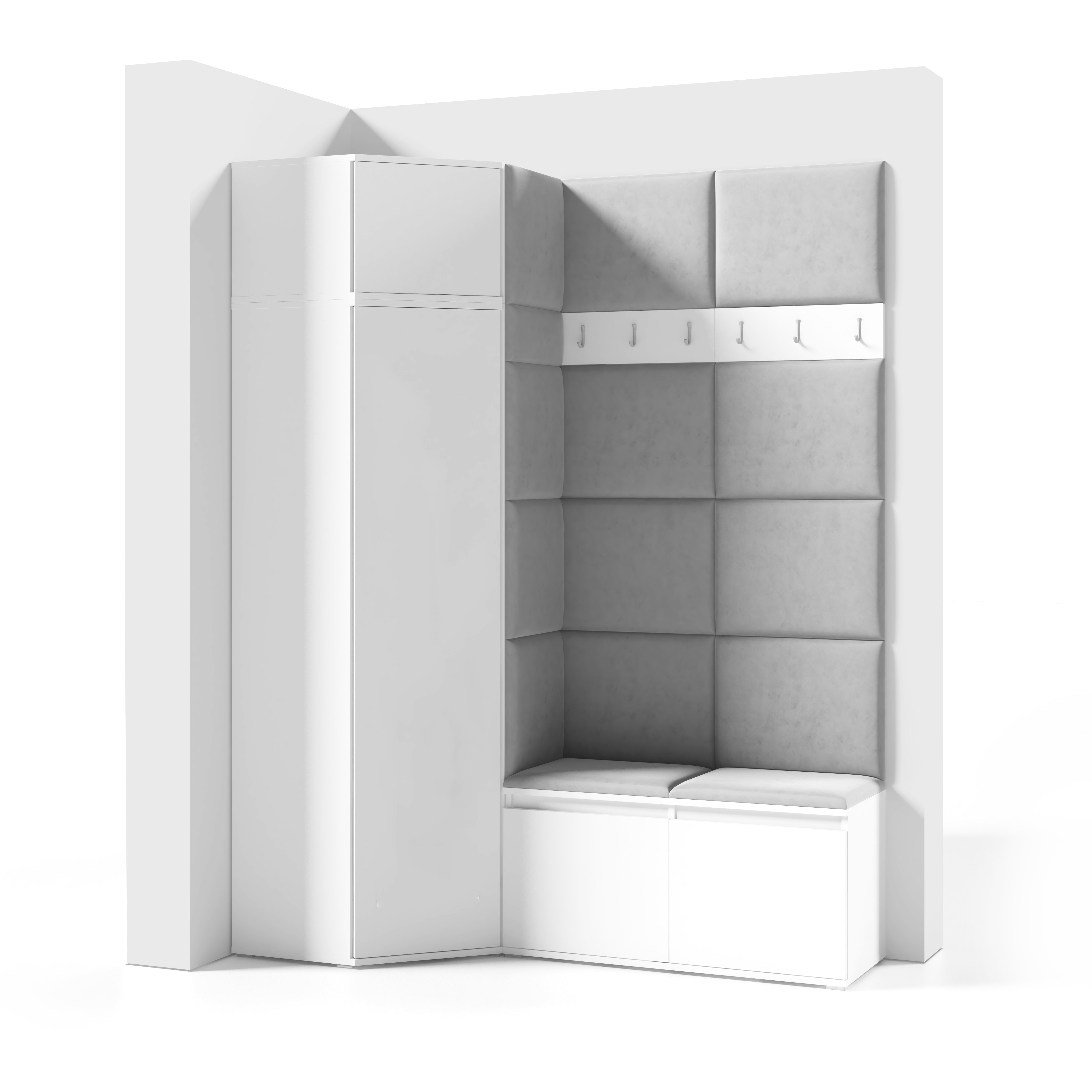 PK Emi 37 Hallway Wardrobe White - Upholstered Panels in Various Colours