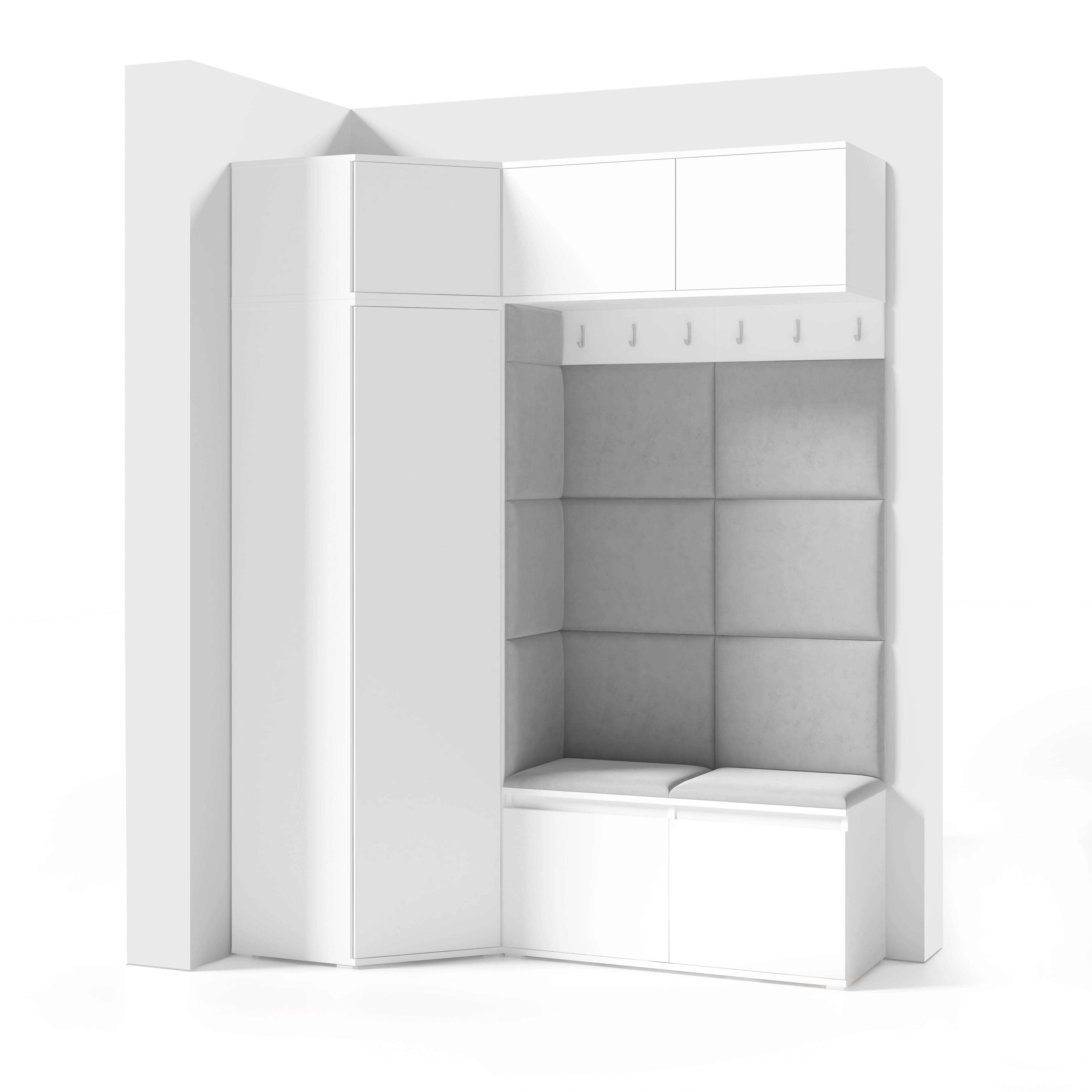 PK Emi 38 Hallway Wardrobe White - Upholstered Panels in Various Colours