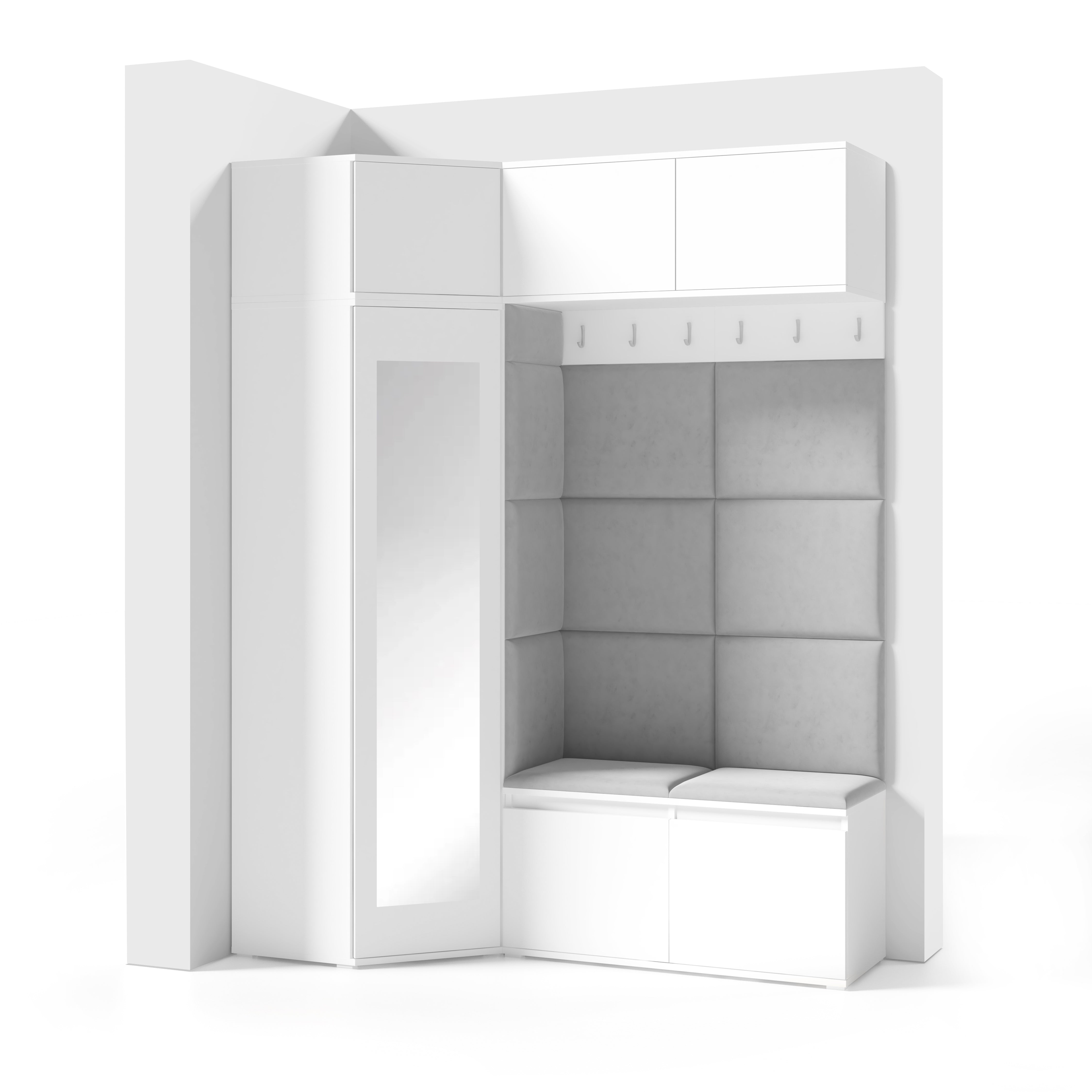 PK Emi 38 Hallway Wardrobe White - Upholstered Panels in Various Colours