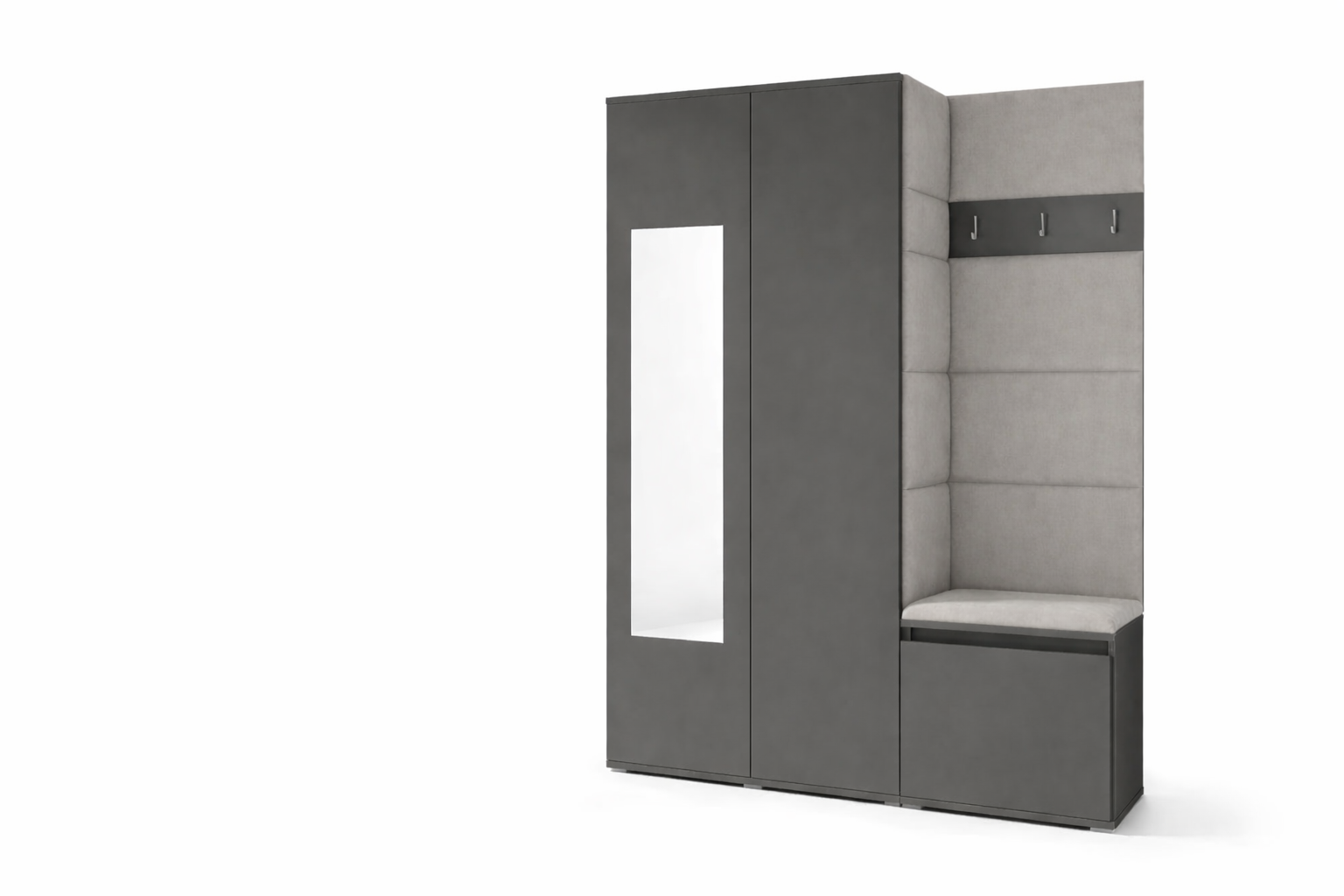 PK Emi 11 Hallway Wardrobe Graphite - Upholstered Panels in Various Colours