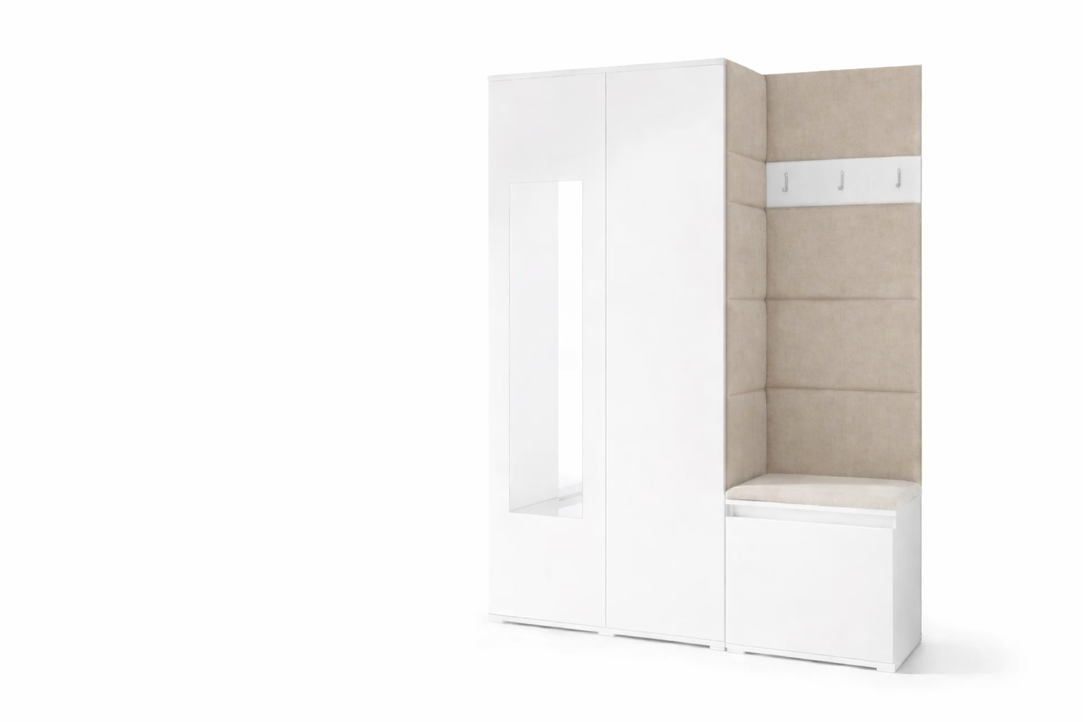 PK Emi 11 Hallway Wardrobe White - Upholstered Panels in Various Colours