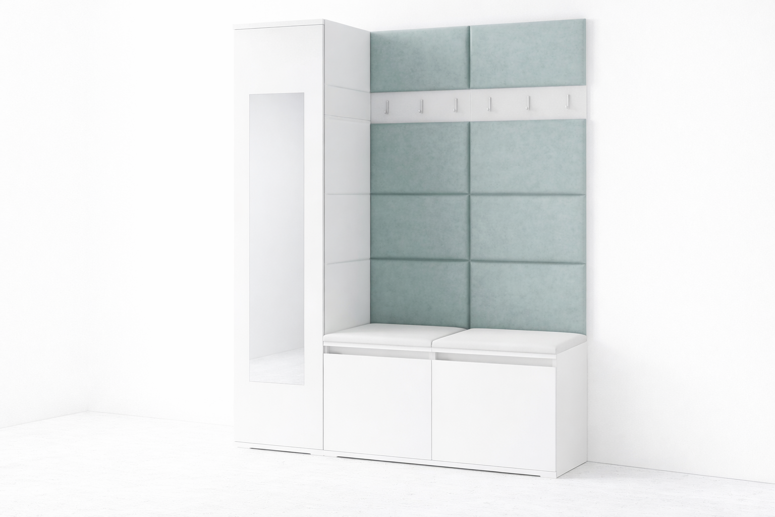 PK Emi 14 Hallway Wardrobe White - Upholstered Panels in Various Colours