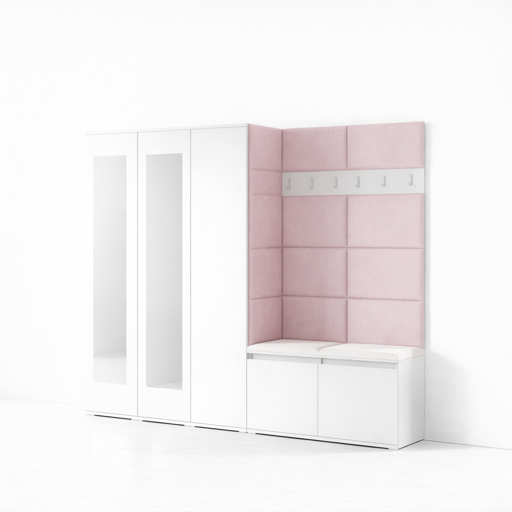 PK Emi 15 Hallway Wardrobe White - Upholstered Panels in Various Colours