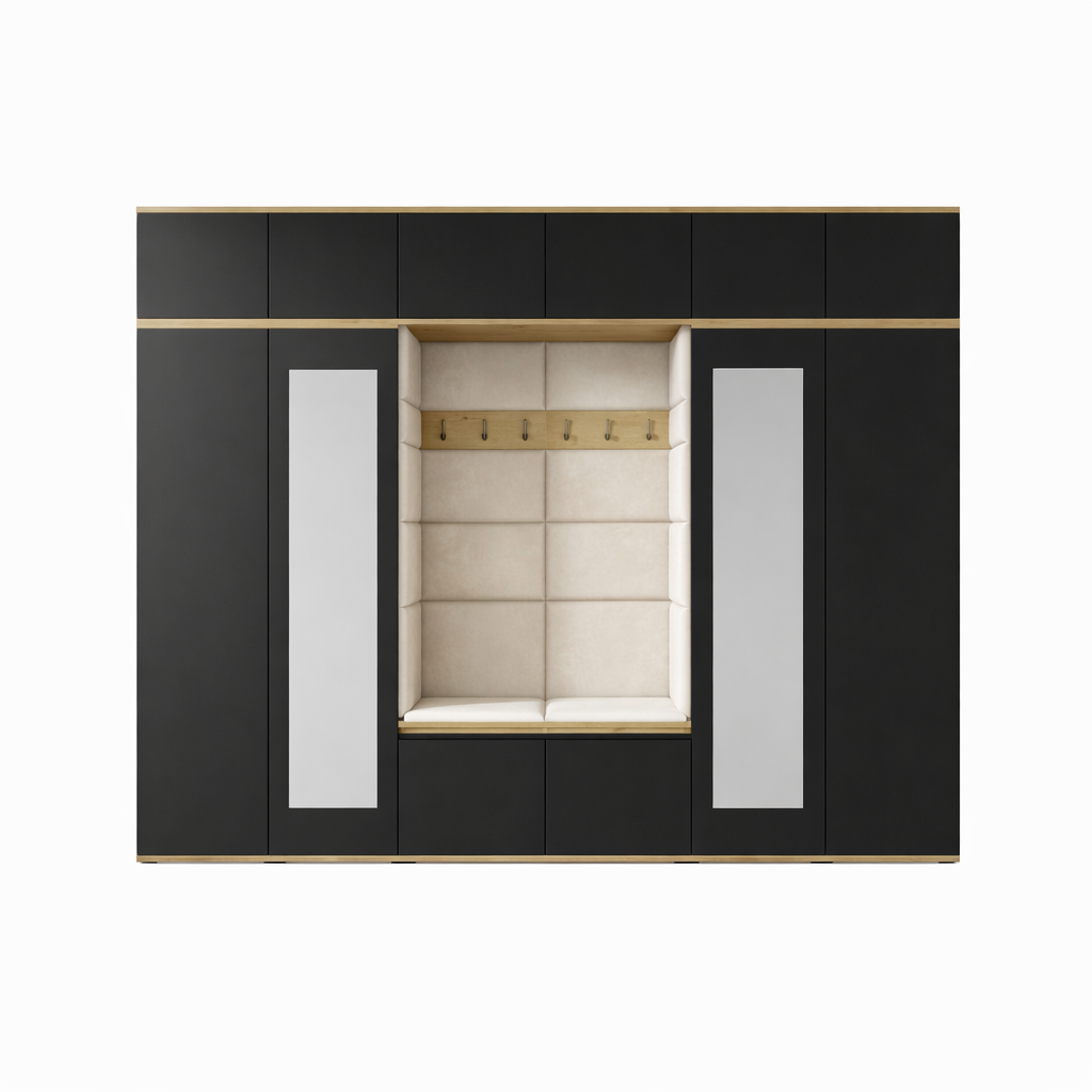 PK Emi 17 Hallway Artisan Oak / Black- Upholstered Panels in Various Colours