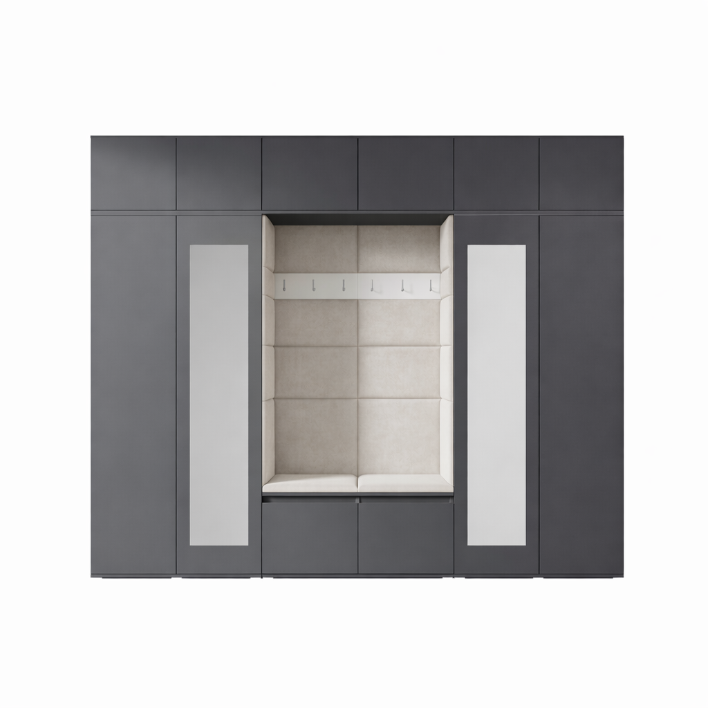 PK Emi 17 Hallway Wardrobe Graphite- Upholstered Panels in Various Colours