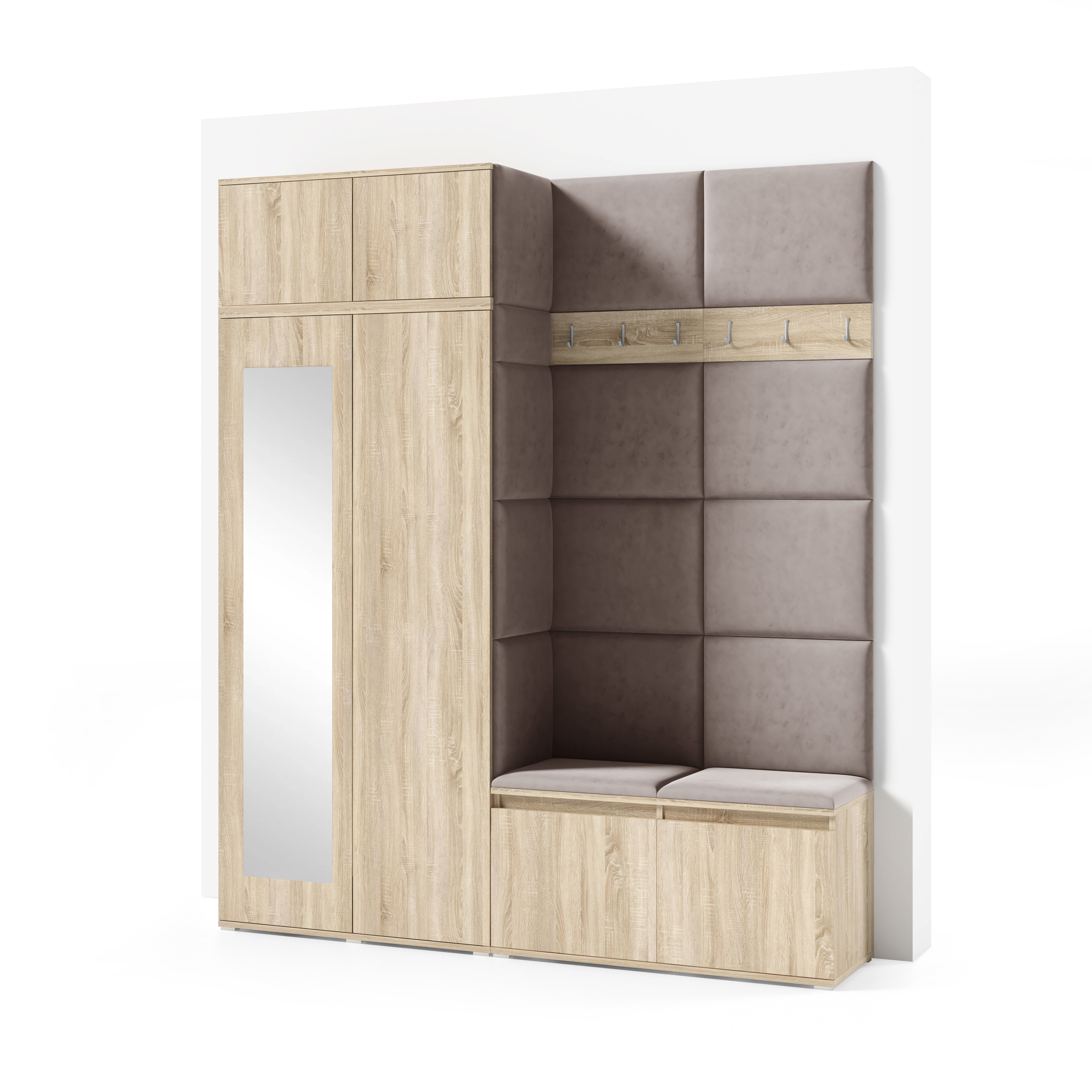 PK Emi 19 Flurschrank Sonoma Oak - Gepolsterte Paneele in verschiedenen Farben