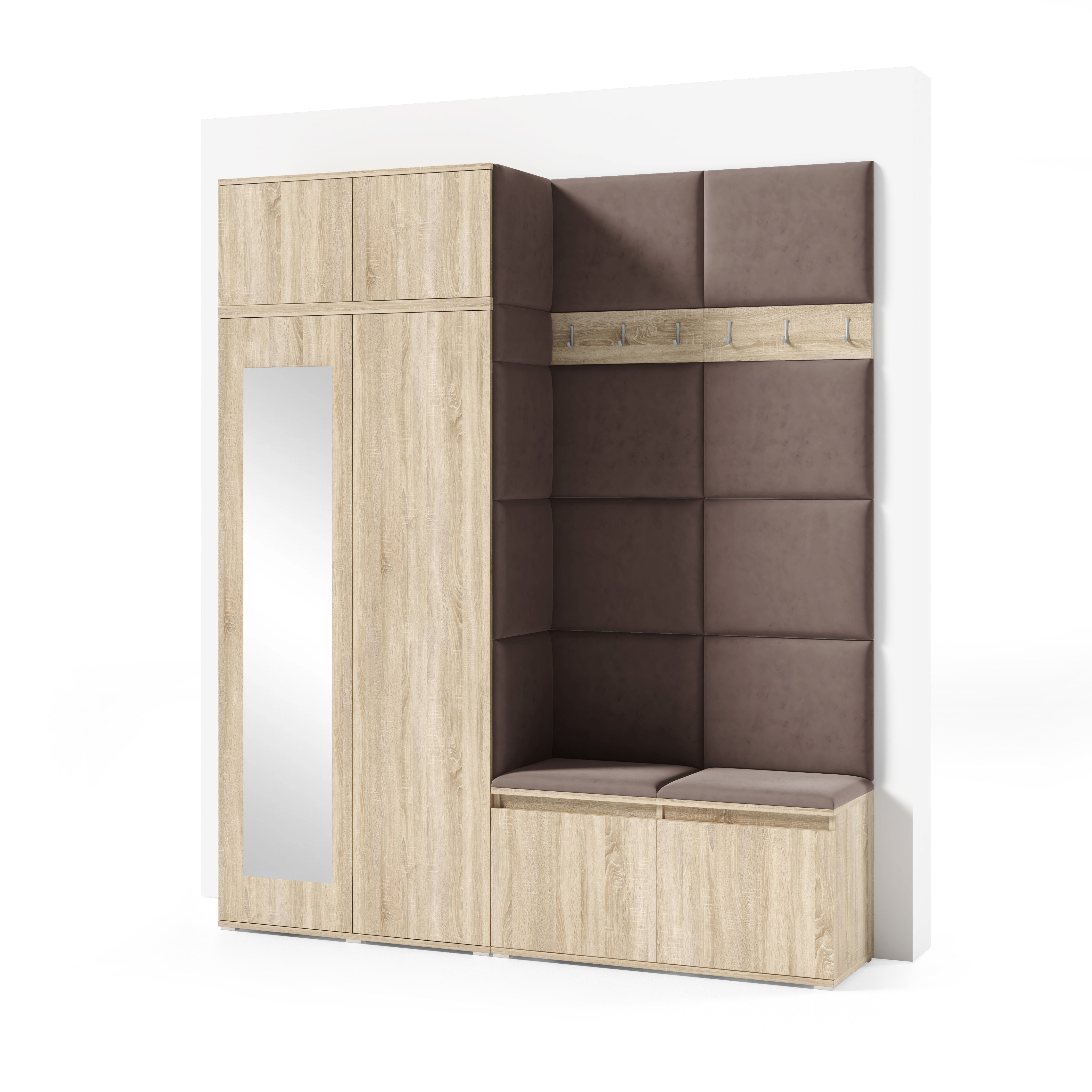 PK Emi 19 Flurschrank Sonoma Oak - Gepolsterte Paneele in verschiedenen Farben