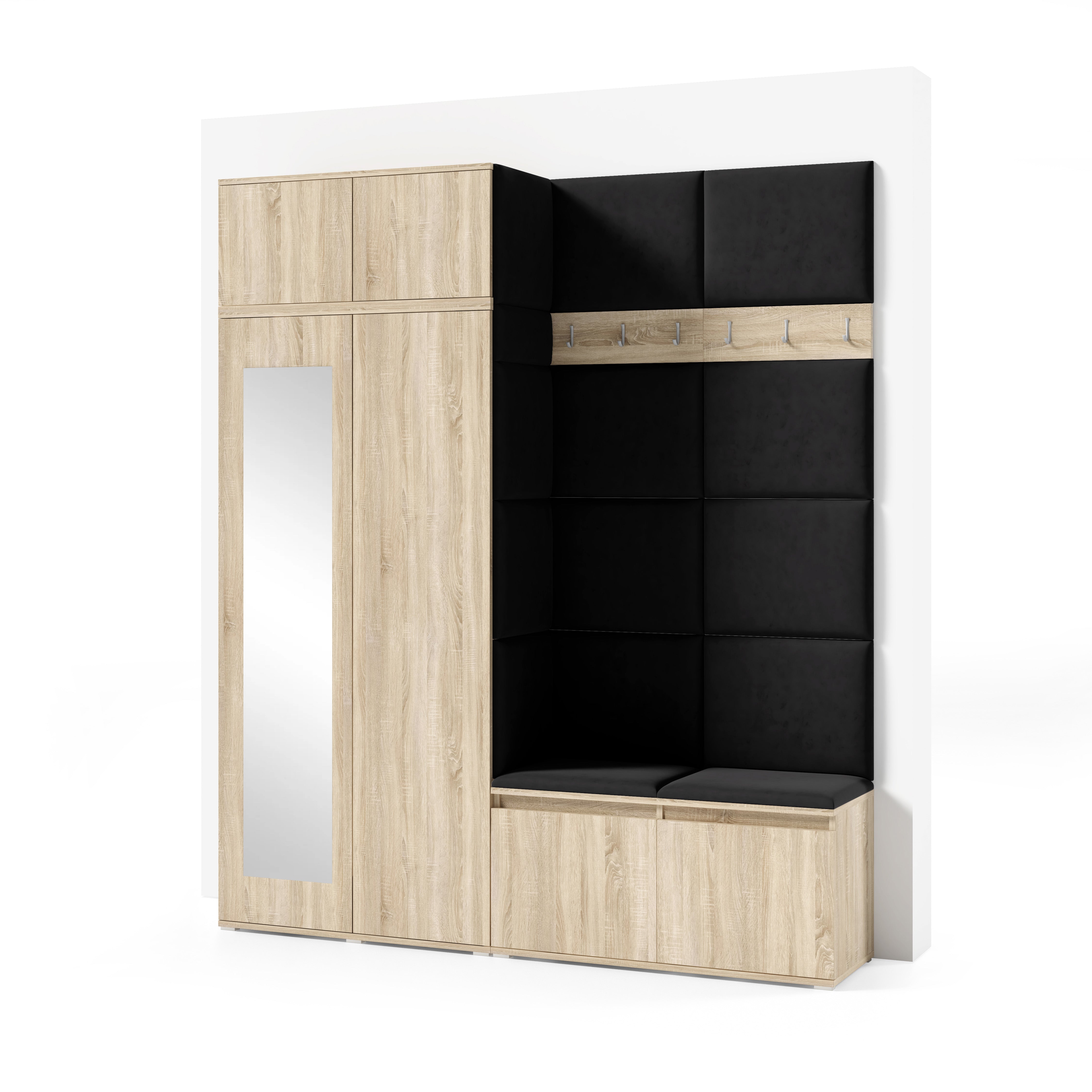 PK Emi 19 Flurschrank Sonoma Oak - Gepolsterte Paneele in verschiedenen Farben