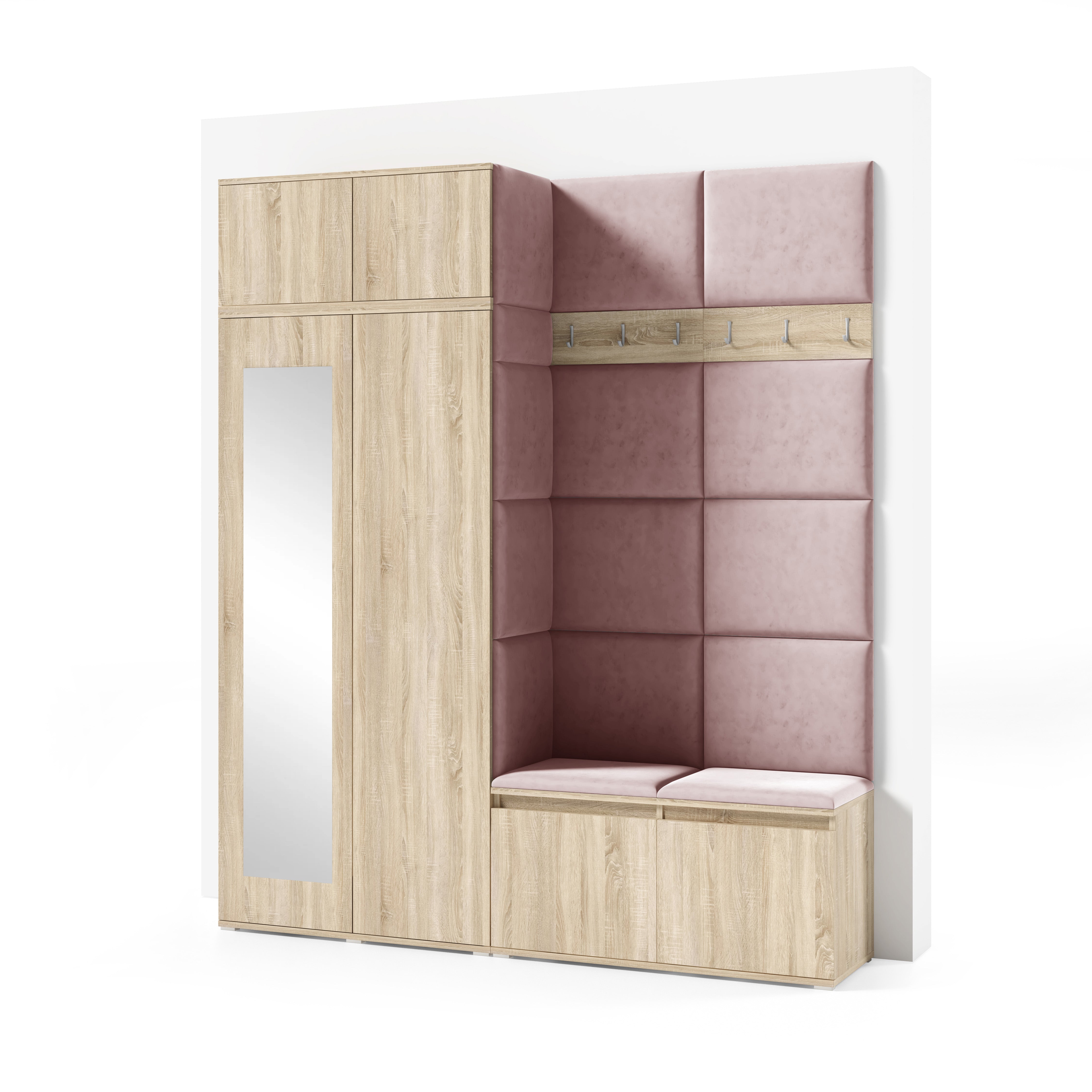 PK Emi 19 Flurschrank Sonoma Oak - Gepolsterte Paneele in verschiedenen Farben