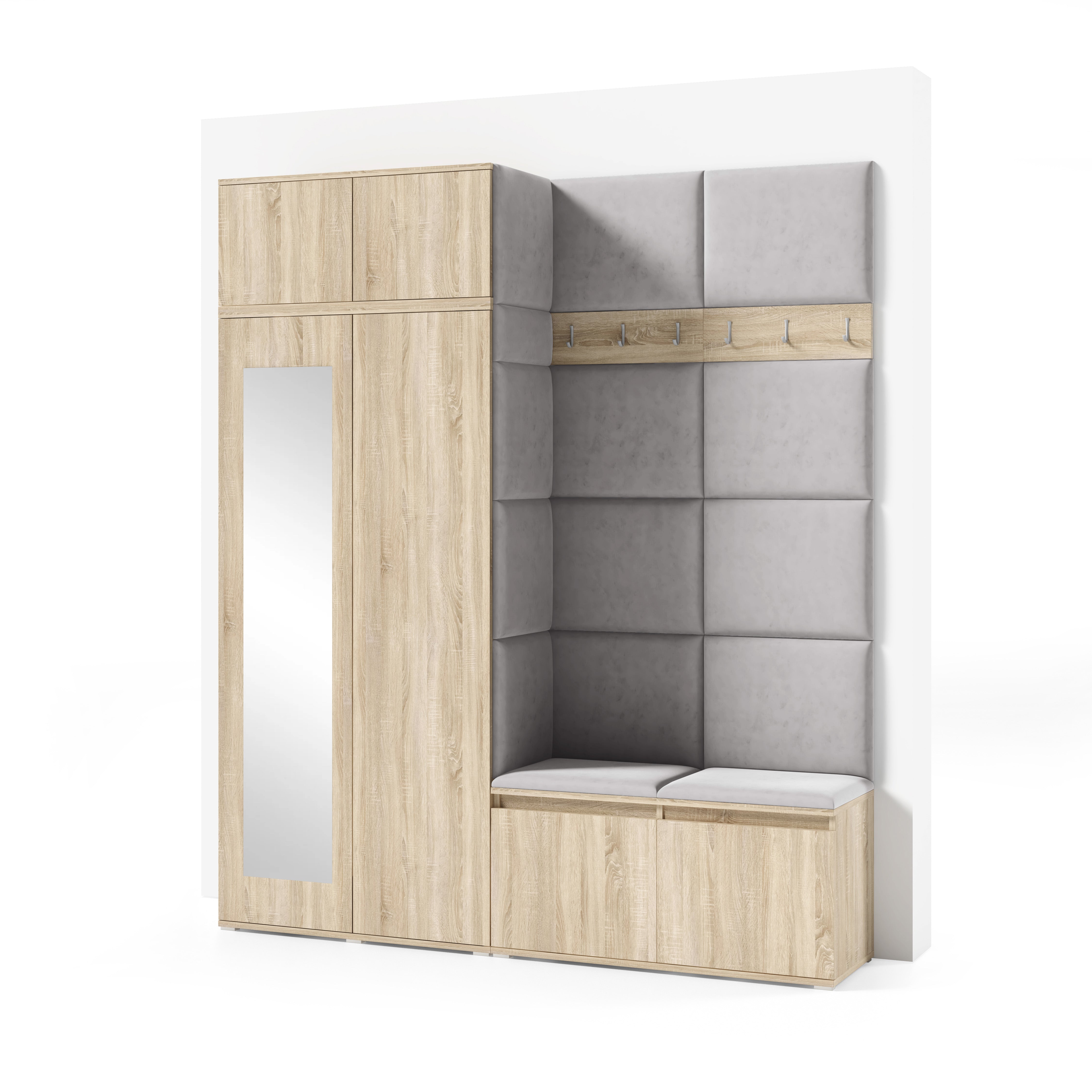 PK Emi 19 Flurschrank Sonoma Oak - Gepolsterte Paneele in verschiedenen Farben