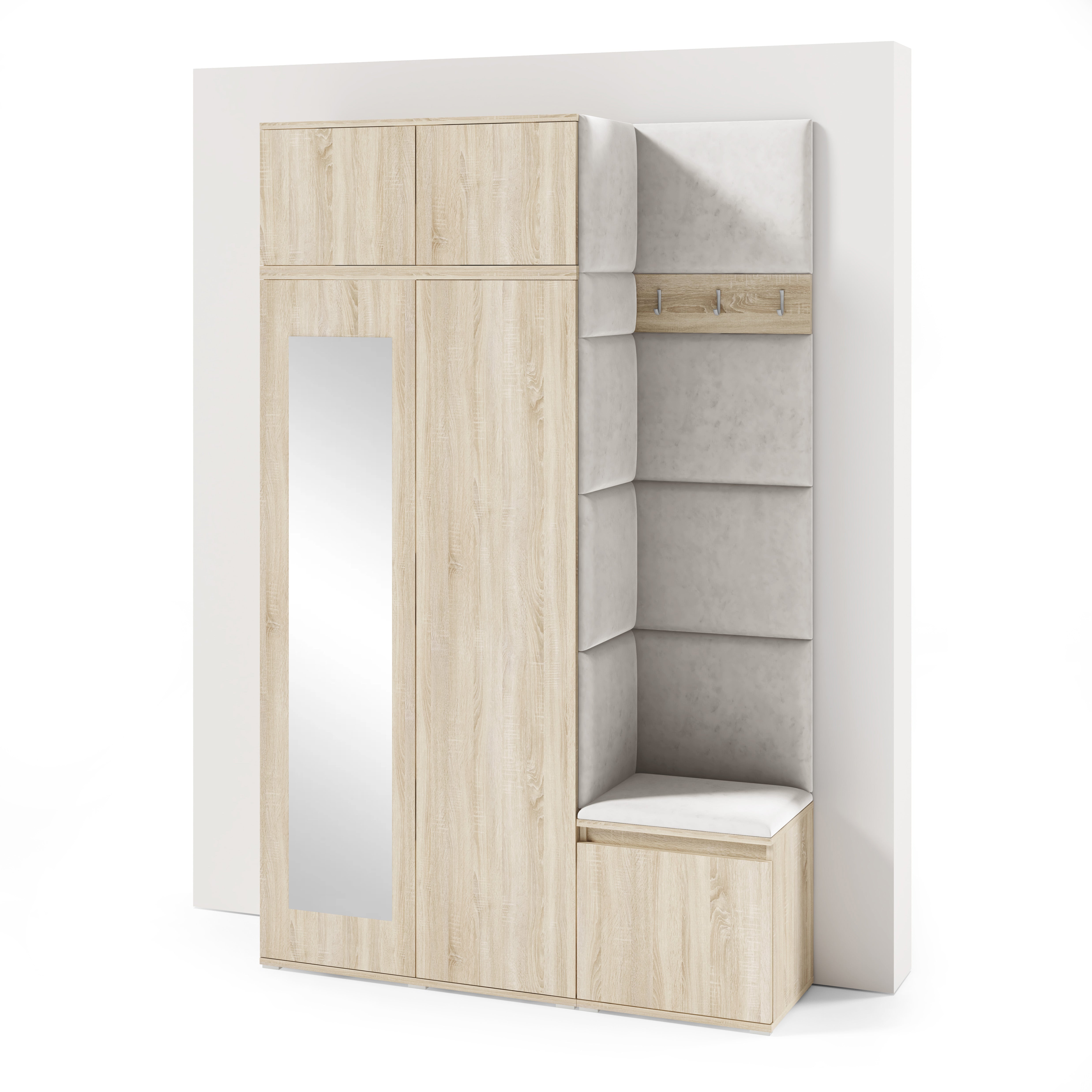 PK Emi 20 Hallway Wardrobe Sonoma Oak - Upholstered Panels in Various Colours