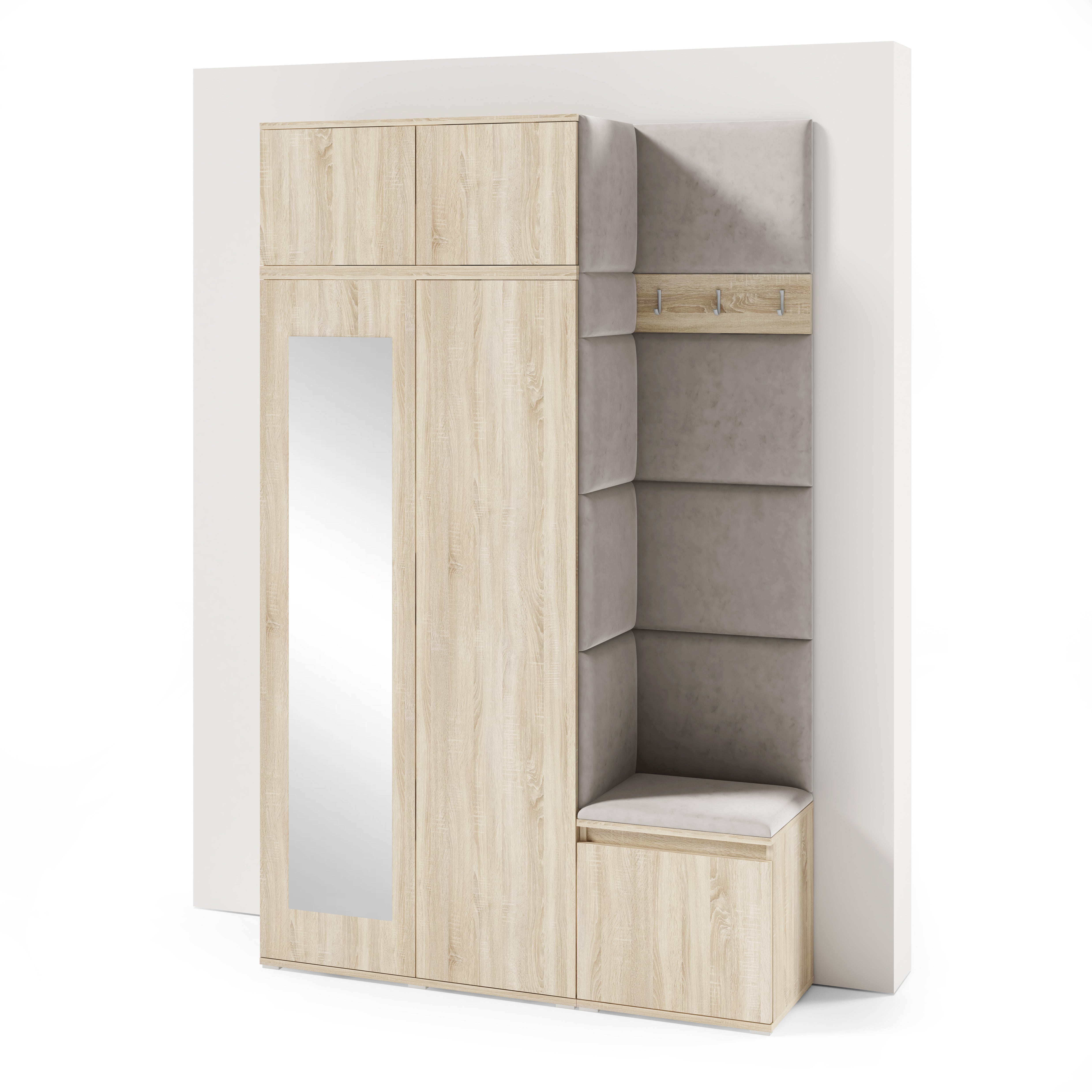 PK Emi 20 Hallway Wardrobe Sonoma Oak - Upholstered Panels in Various Colours