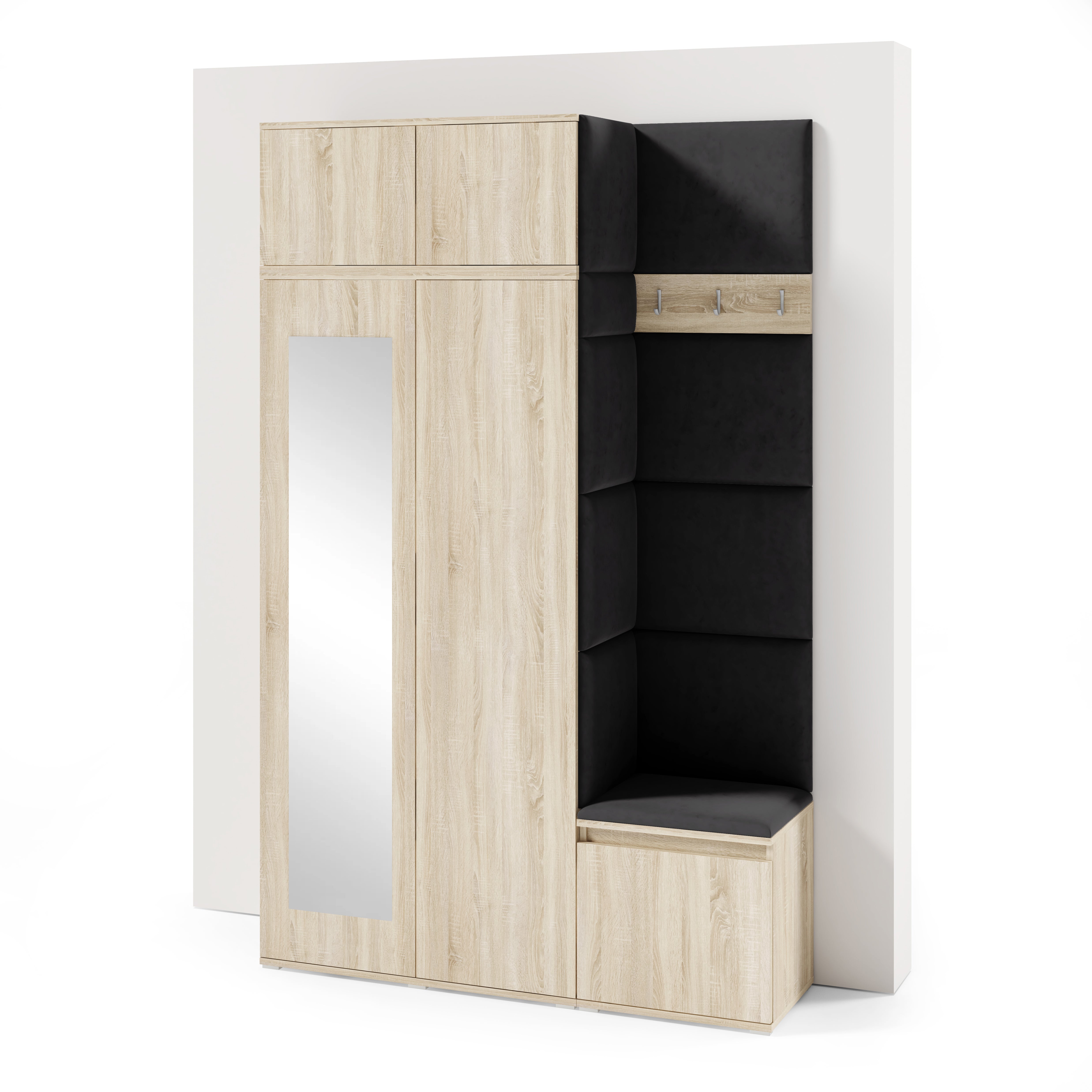 PK Emi 20 Hallway Wardrobe Sonoma Oak - Upholstered Panels in Various Colours