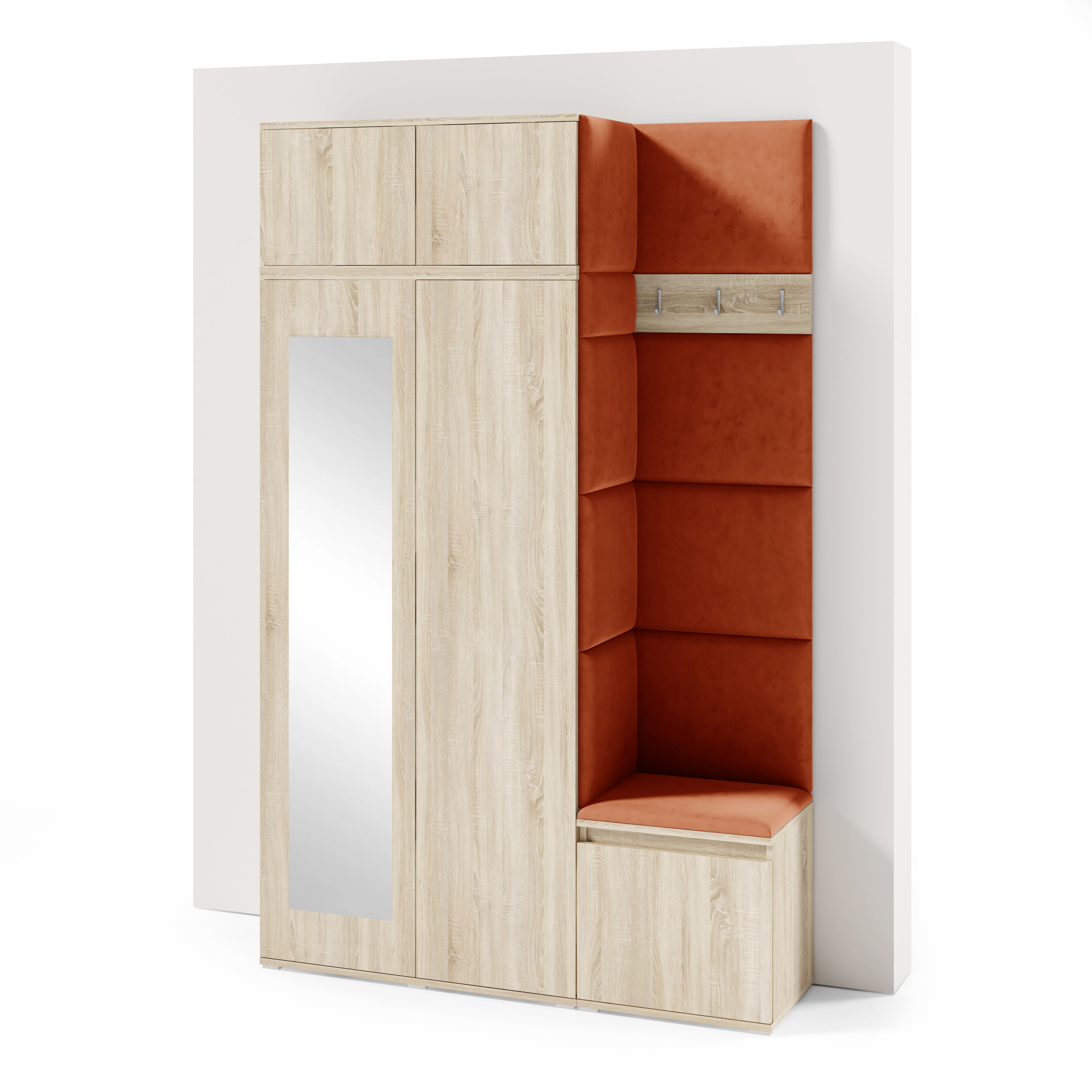 PK Emi 20 Hallway Wardrobe Sonoma Oak - Upholstered Panels in Various Colours