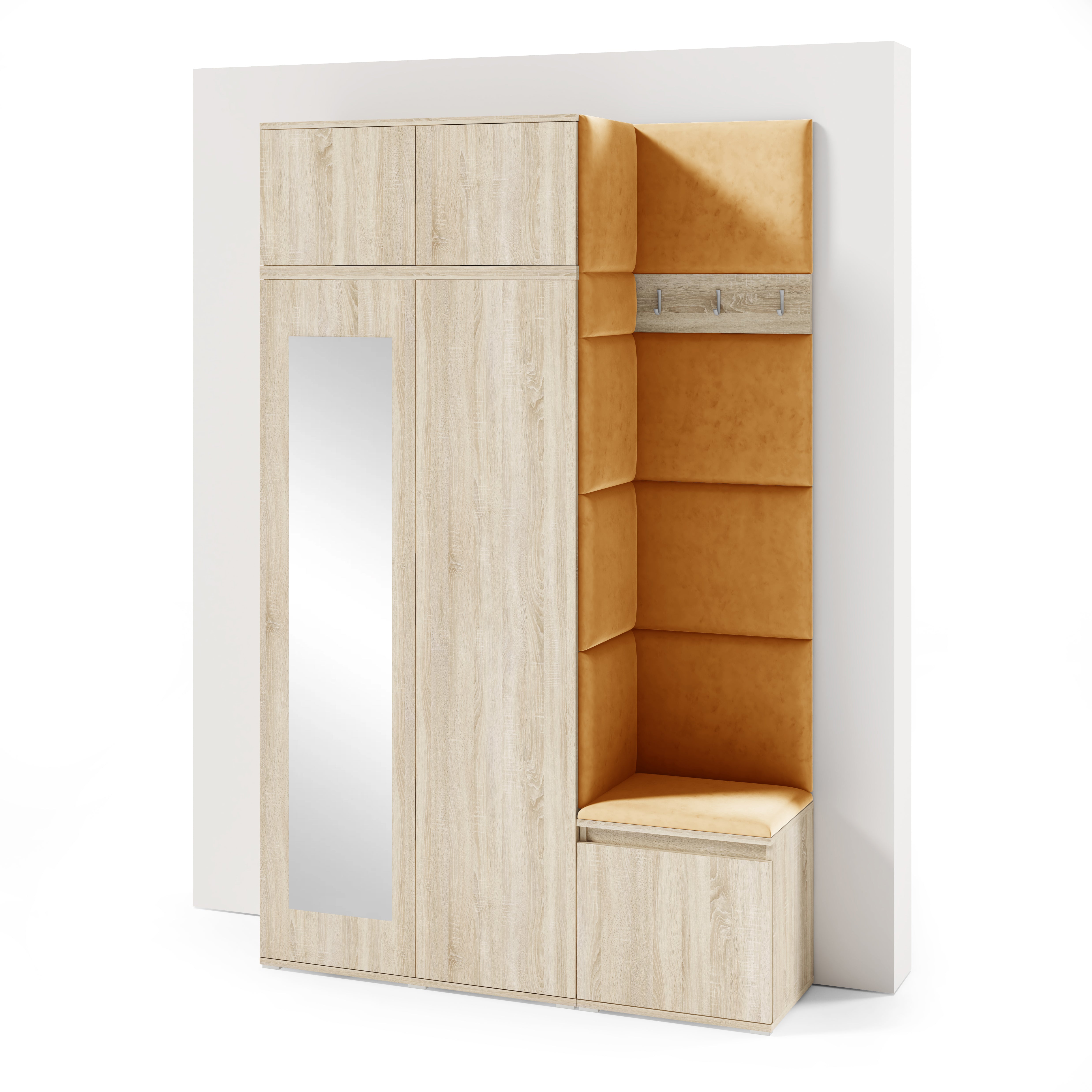 PK Emi 20 Hallway Wardrobe Sonoma Oak - Upholstered Panels in Various Colours