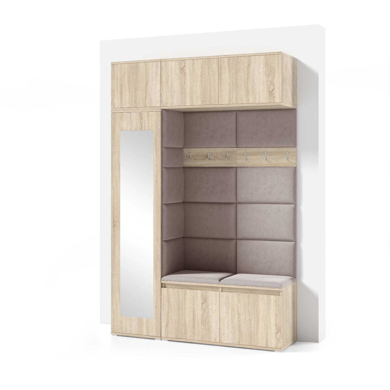 PK Emi 21 Hallway Wardrobe Sonoma Oak - Upholstered Panels in Various Colours
