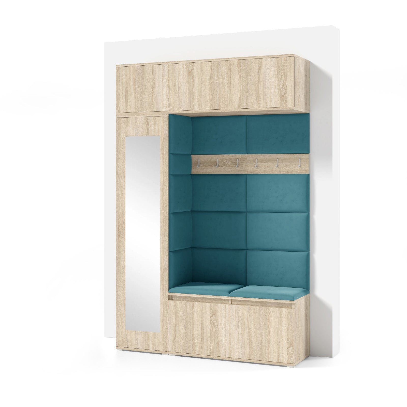 PK Emi 21 Hallway Wardrobe Sonoma Oak - Upholstered Panels in Various Colours