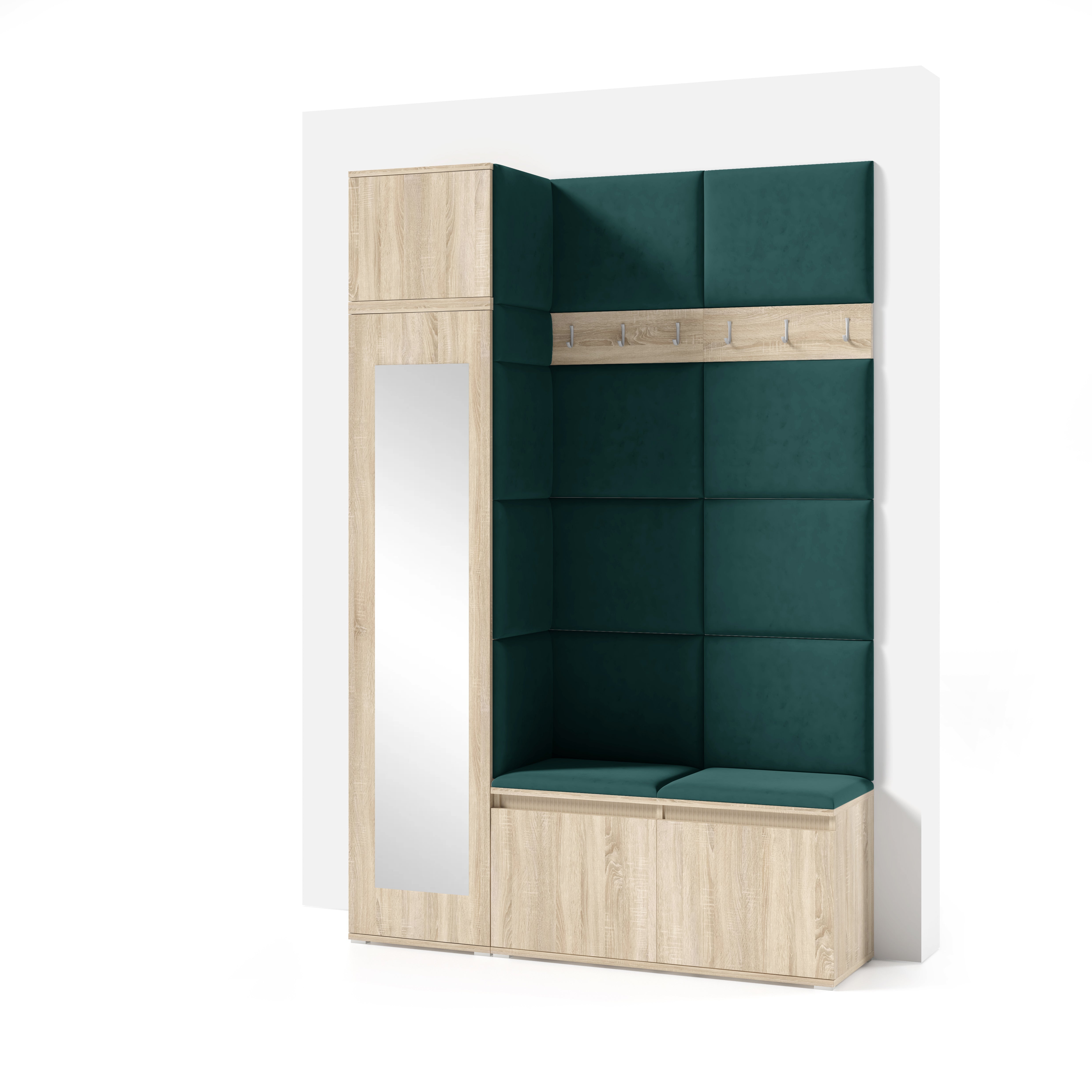 PK Emi 22 Hallway Wardrobe Sonoma Oak- Upholstered Panels in Various Colours