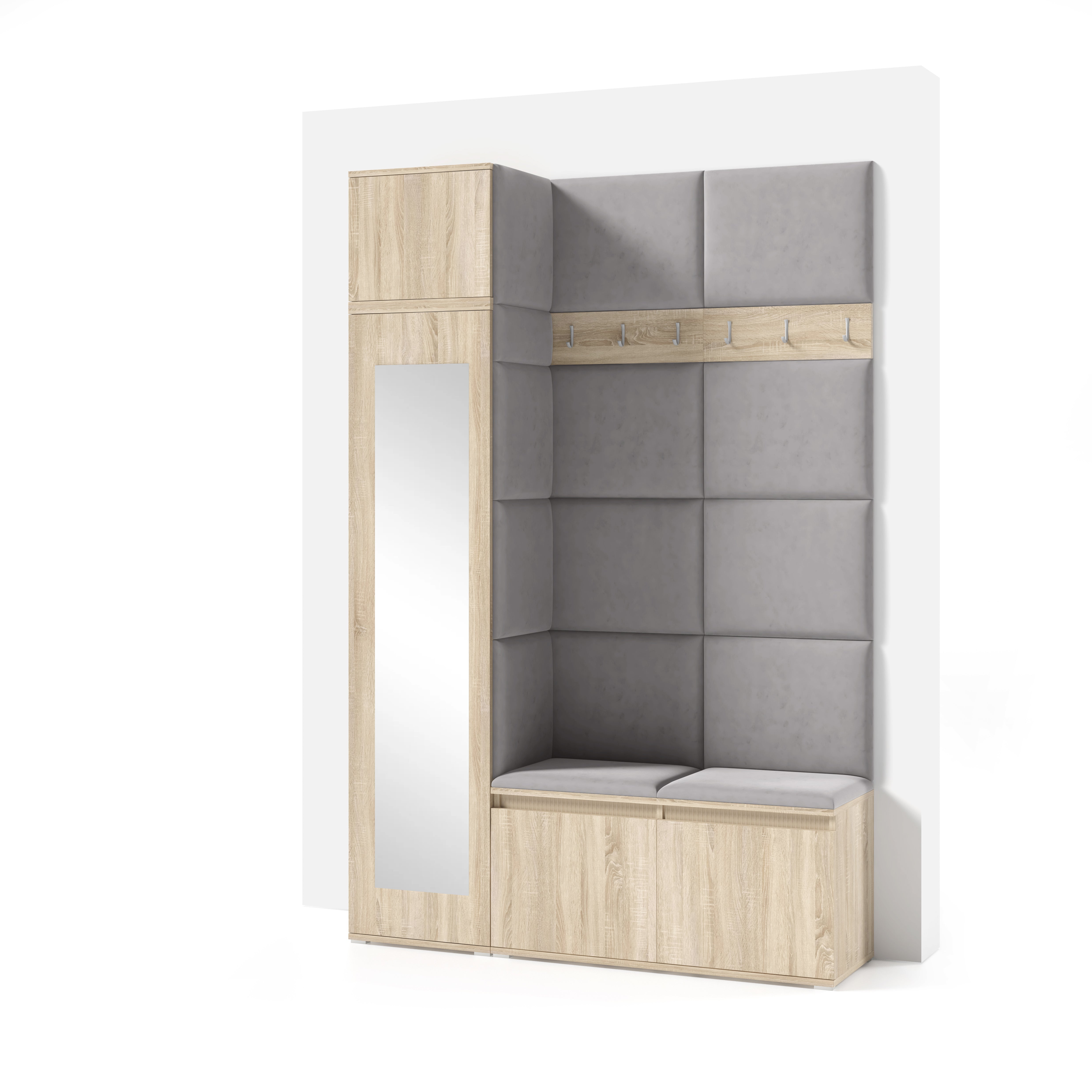 PK Emi 22 Hallway Wardrobe Sonoma Oak- Upholstered Panels in Various Colours