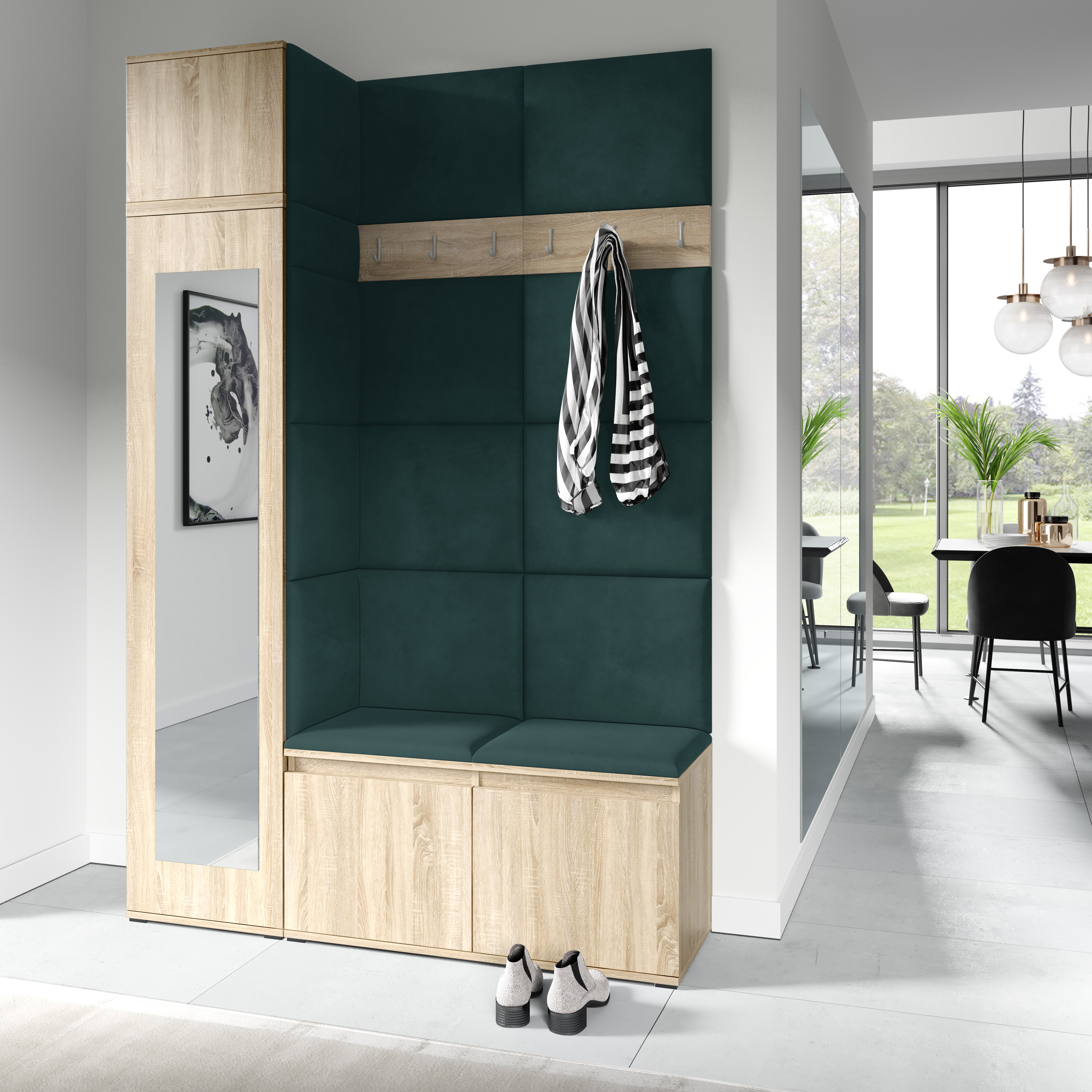 PK Emi 22 Hallway Wardrobe Sonoma Oak- Upholstered Panels in Various Colours