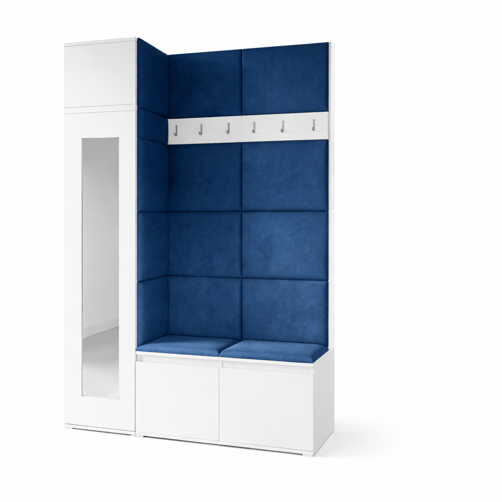 PK Emi 22 Hallway Wardrobe White - Upholstered Panels in Various Colours