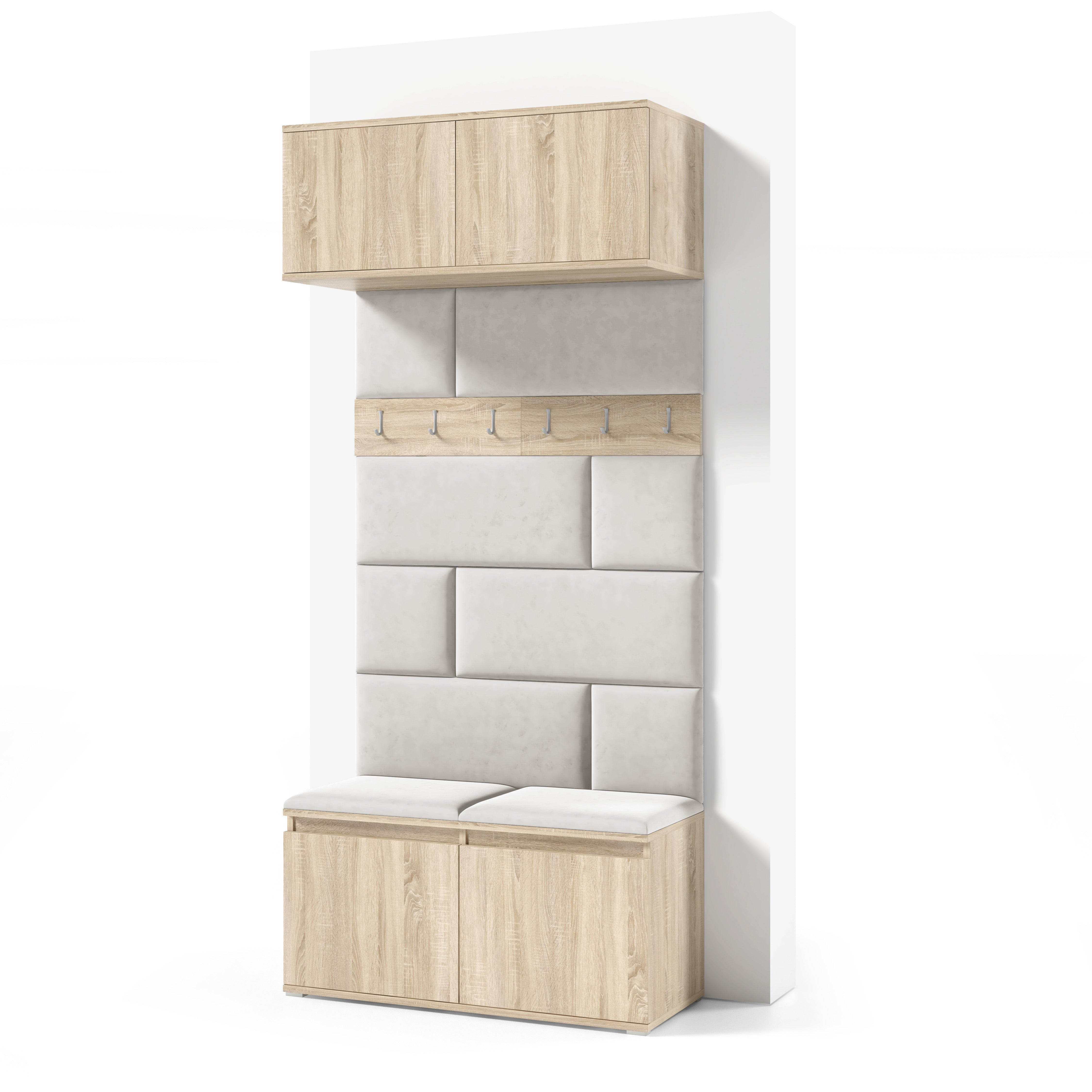 PK Emi 23 Hallway Wardrobe Sonoma Oak- Upholstered Panels in Various Colours