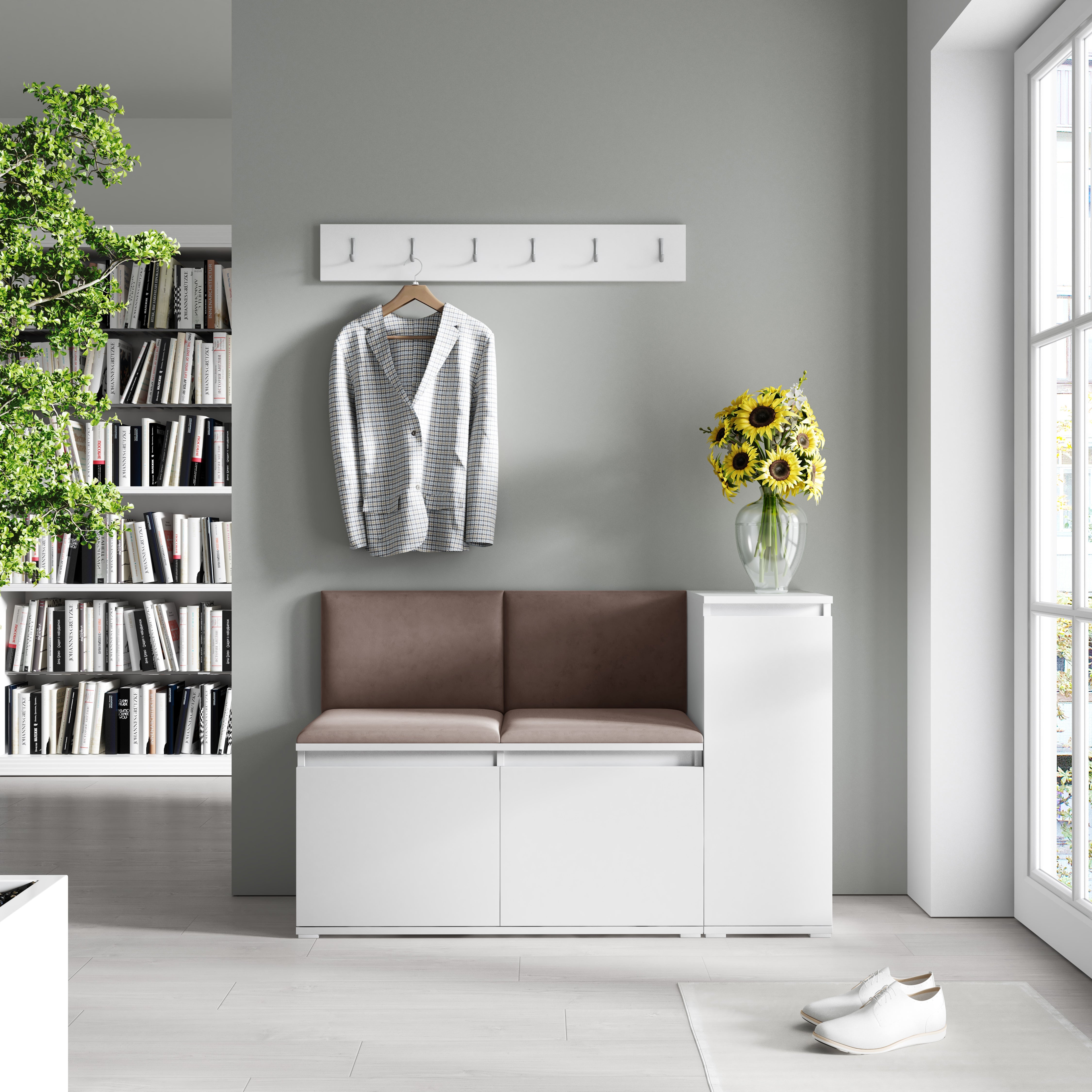 PK Emi 25 Hallway Wardrobe White - Upholstered Panels in Various Colours