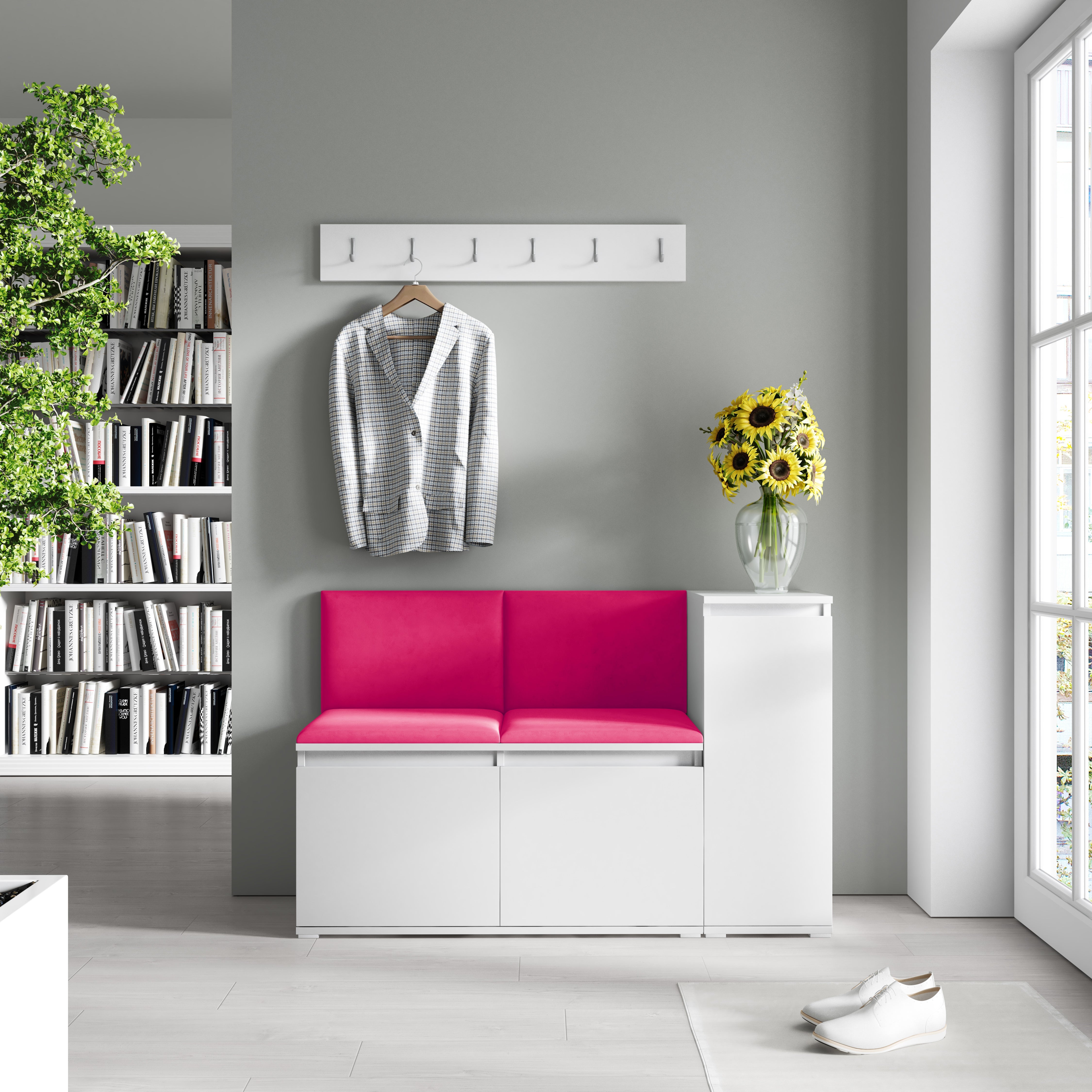 PK Emi 25 Hallway Wardrobe White - Upholstered Panels in Various Colours