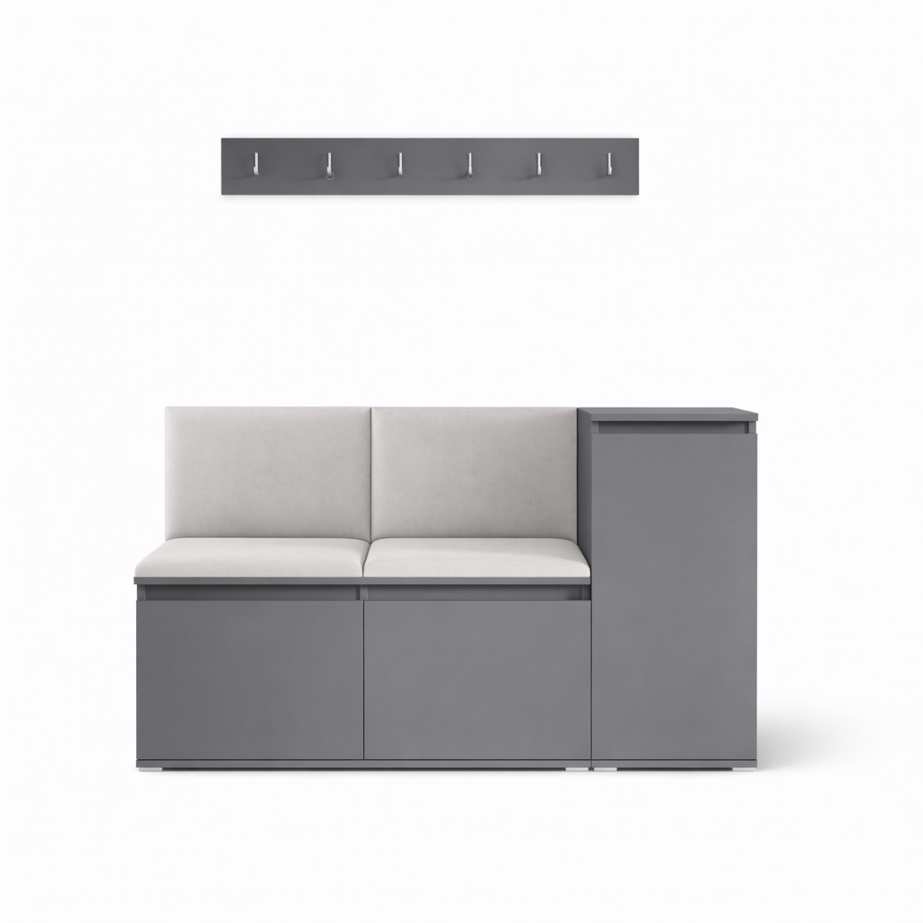 PK Emi 25 Hallway Wardrobe Graphite - Upholstered Panels in Various Colours