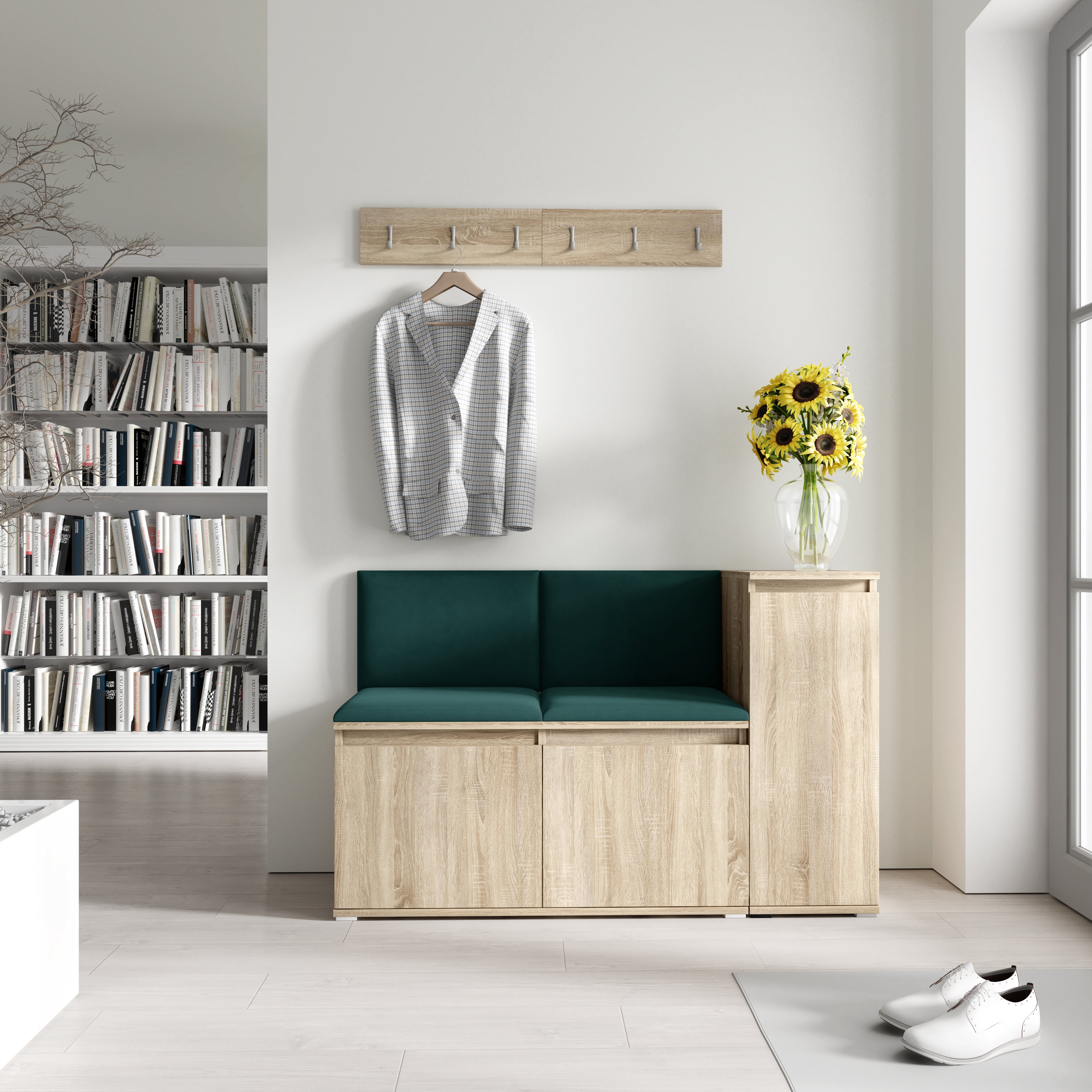 PK Emi 25 Hallway Wardrobe Sonoma Oak- Upholstered Panels in Various Colours