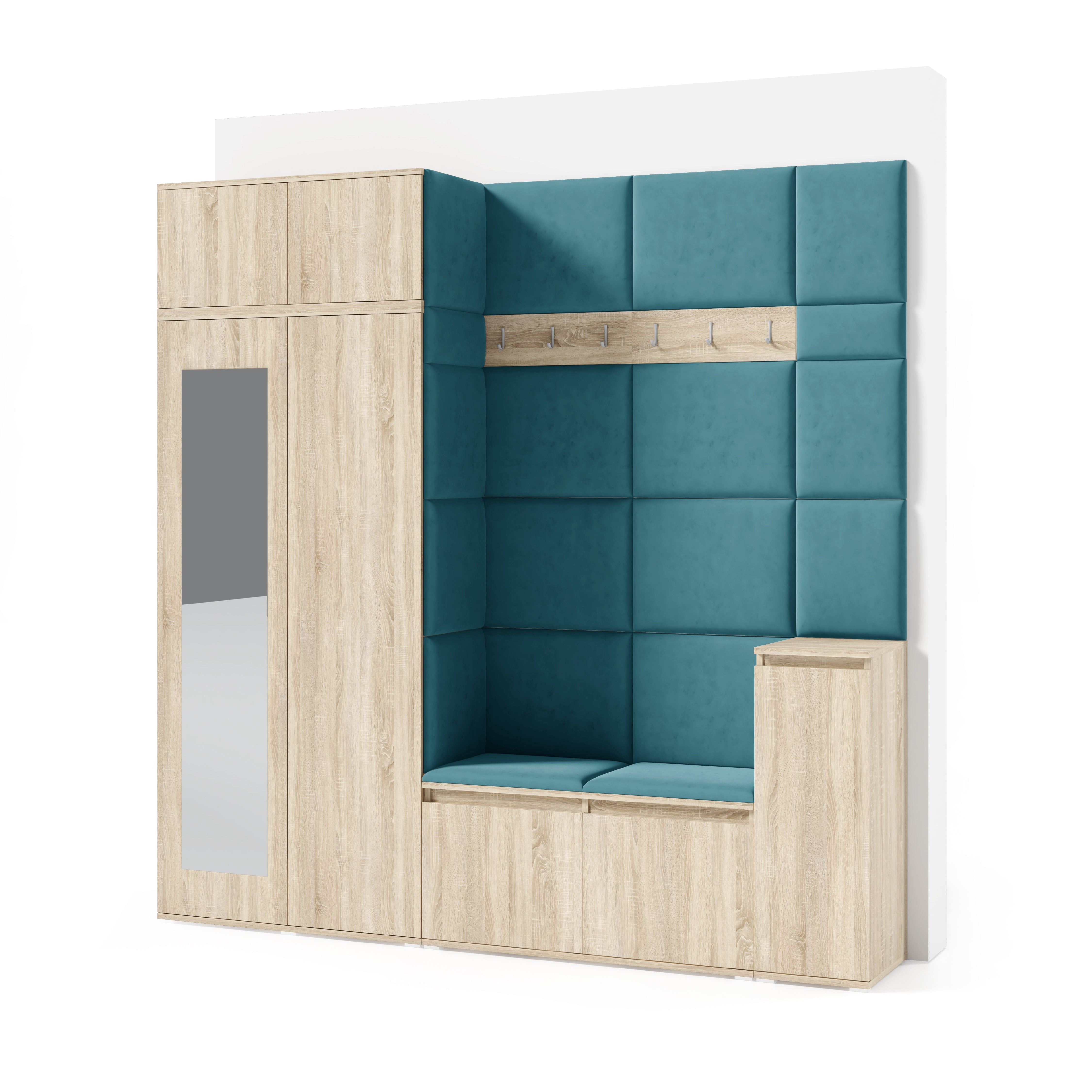 PK Emi 26 Hallway Wardrobe Sonoma Oak - Upholstered Panels in Various Colours