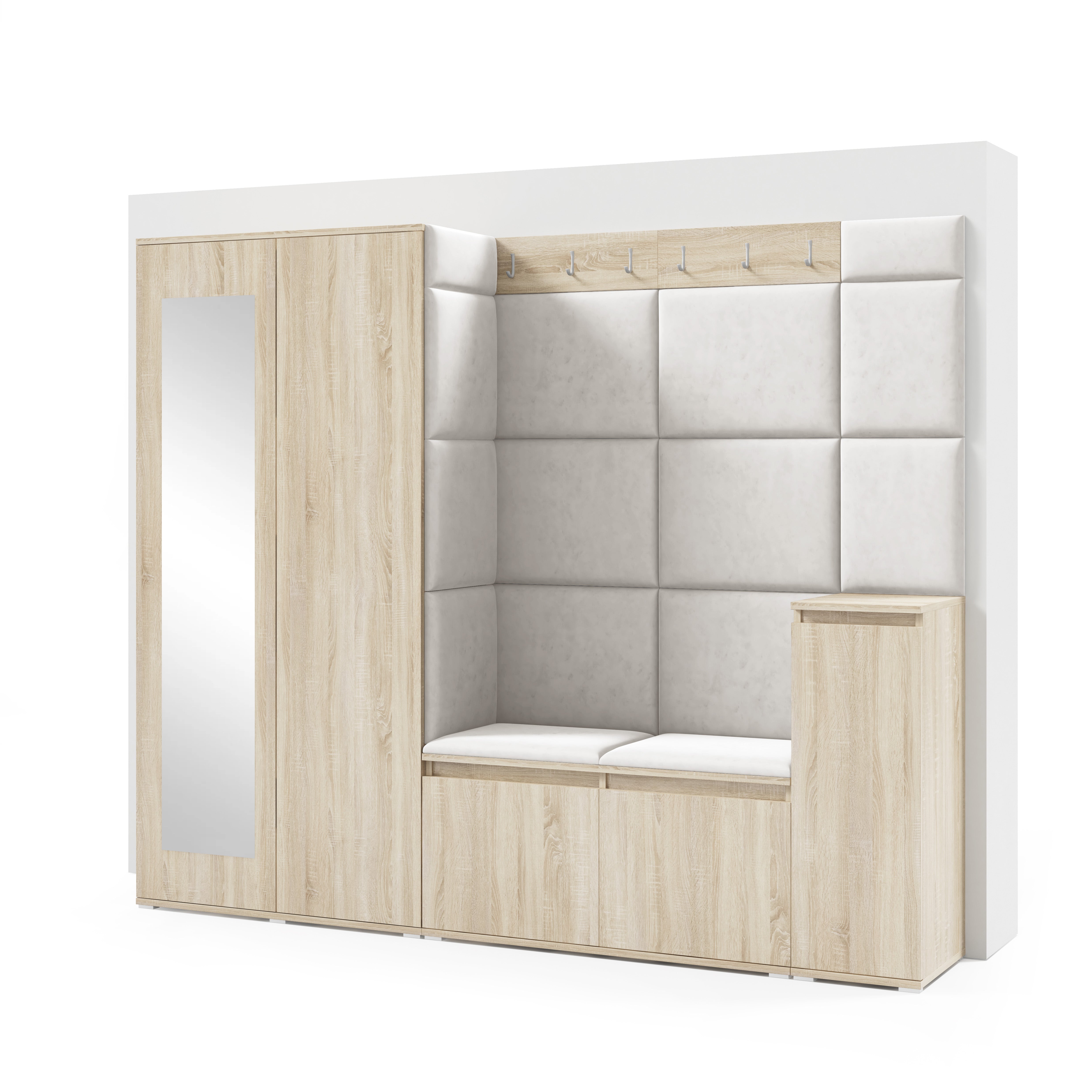 PK Emi 27 Hallway Wardrobe Sonoma Oak - Upholstered Panels in Various Colours