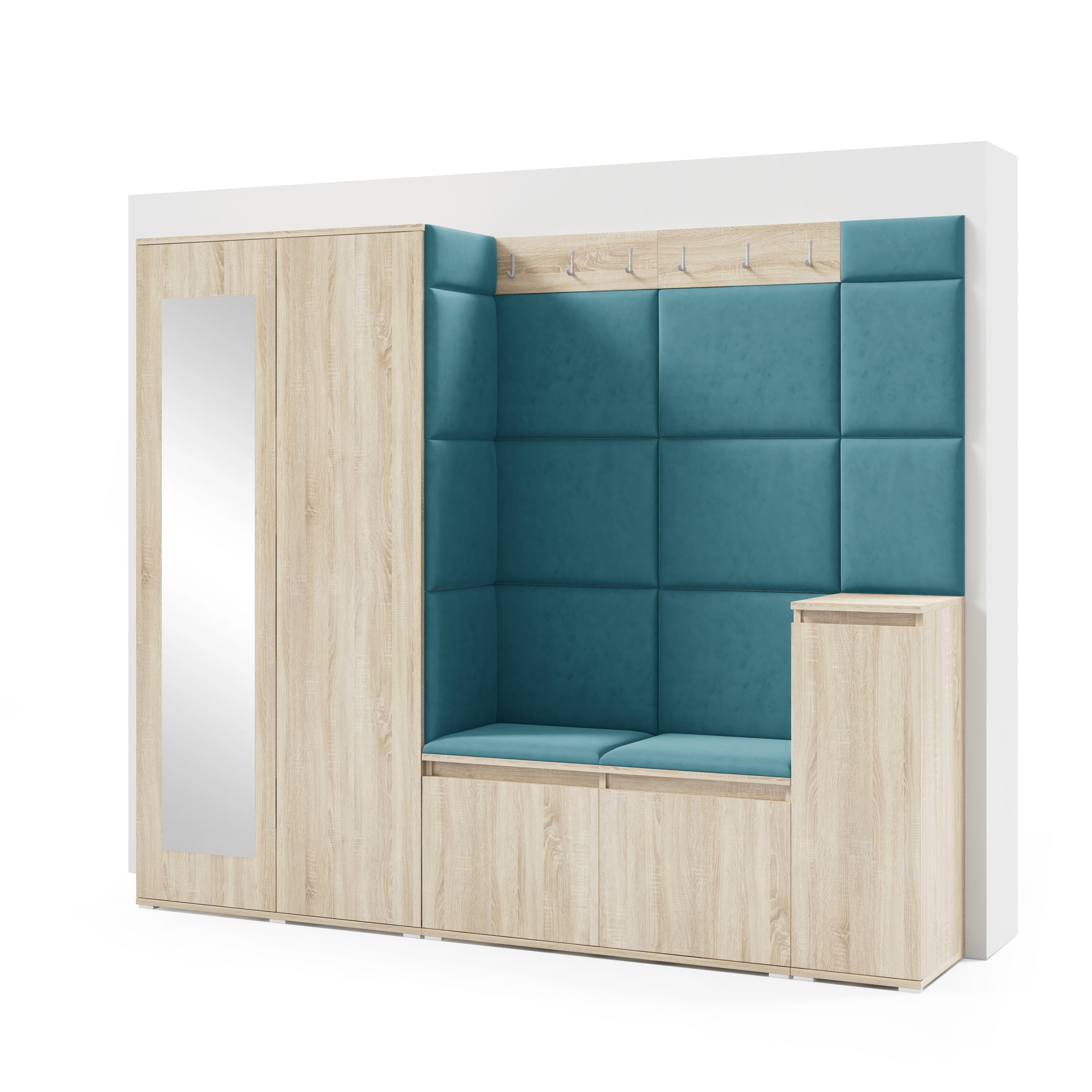 PK Emi 27 Hallway Wardrobe Sonoma Oak - Upholstered Panels in Various Colours