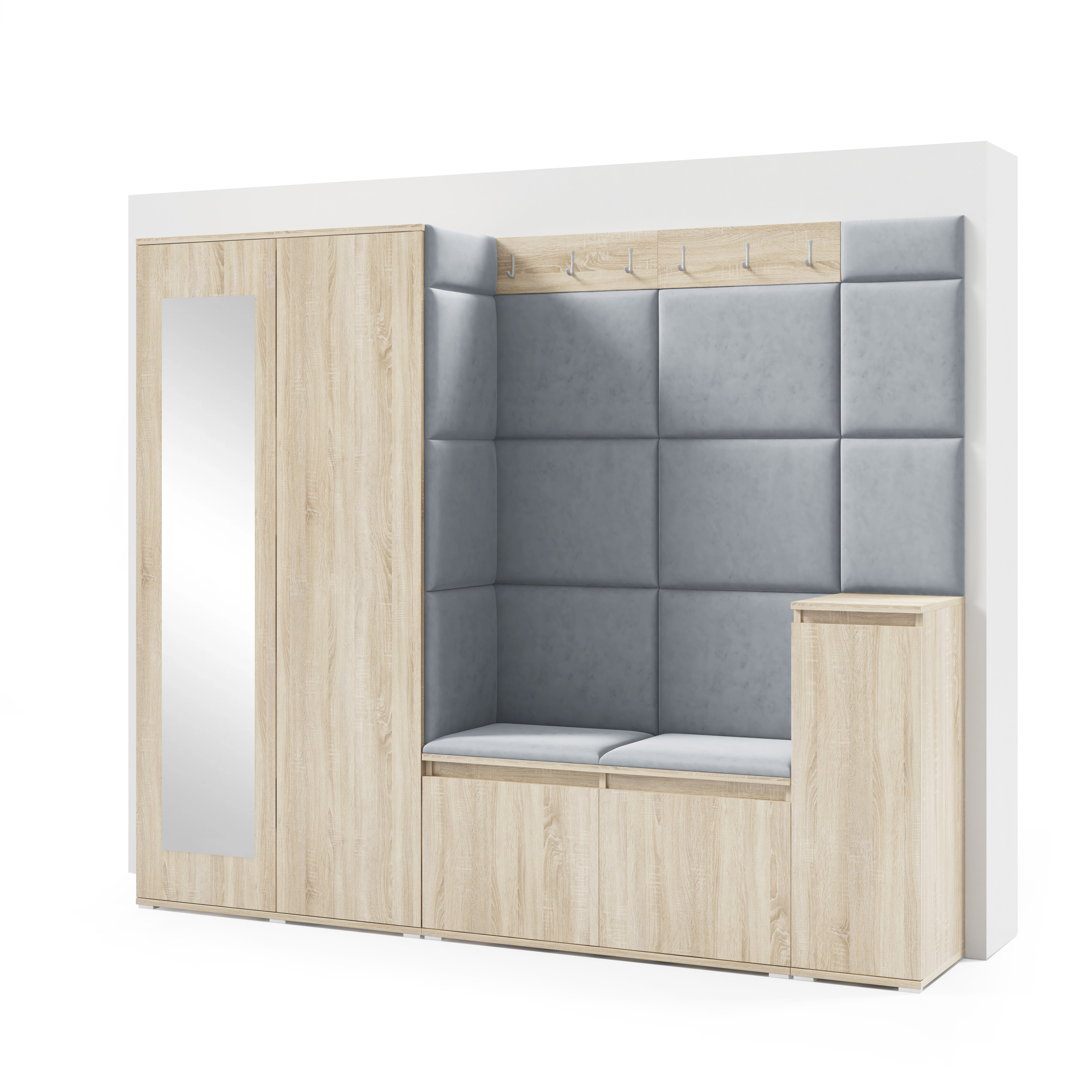 PK Emi 27 Hallway Wardrobe Sonoma Oak - Upholstered Panels in Various Colours