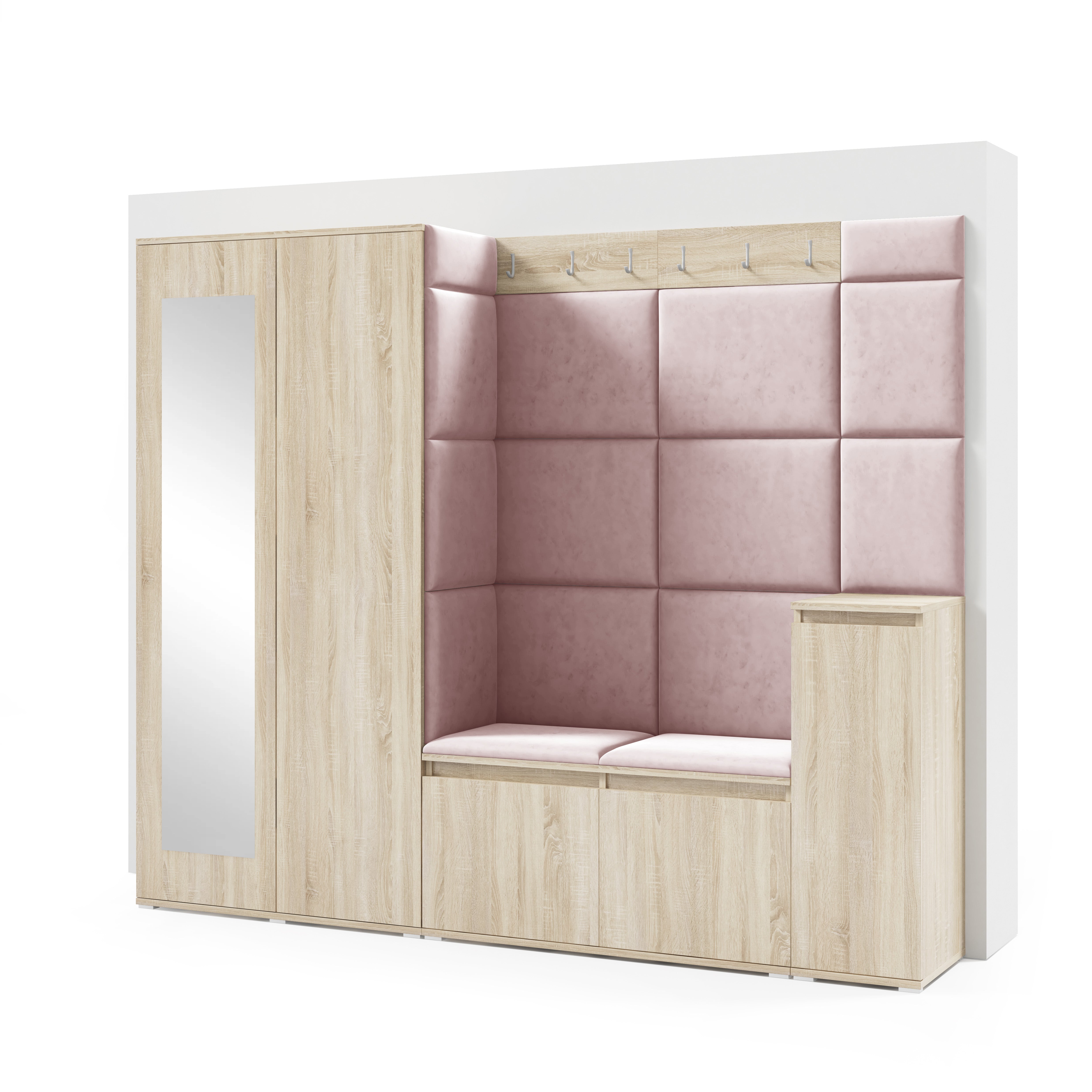 PK Emi 27 Hallway Wardrobe Sonoma Oak - Upholstered Panels in Various Colours