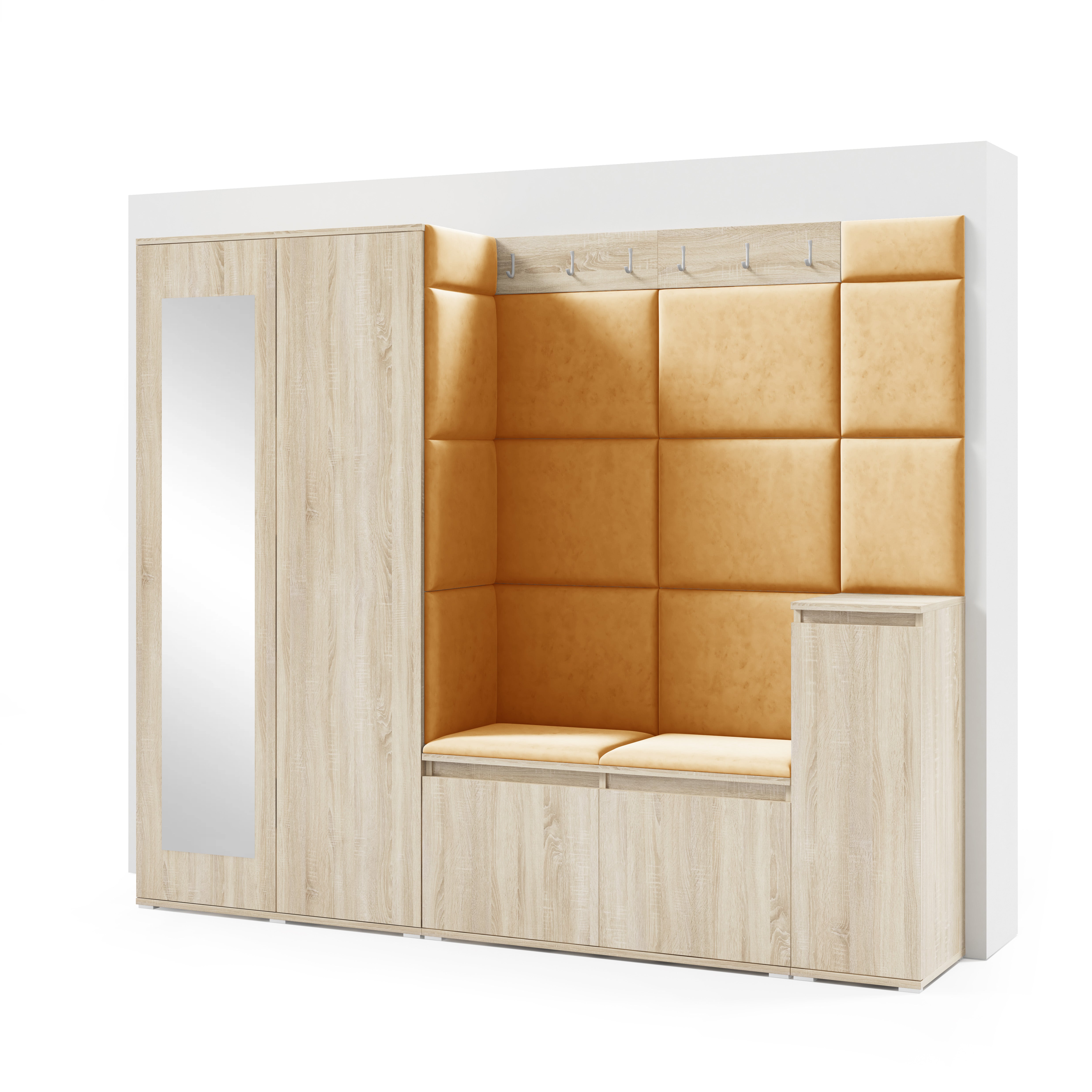 PK Emi 27 Hallway Wardrobe Sonoma Oak - Upholstered Panels in Various Colours