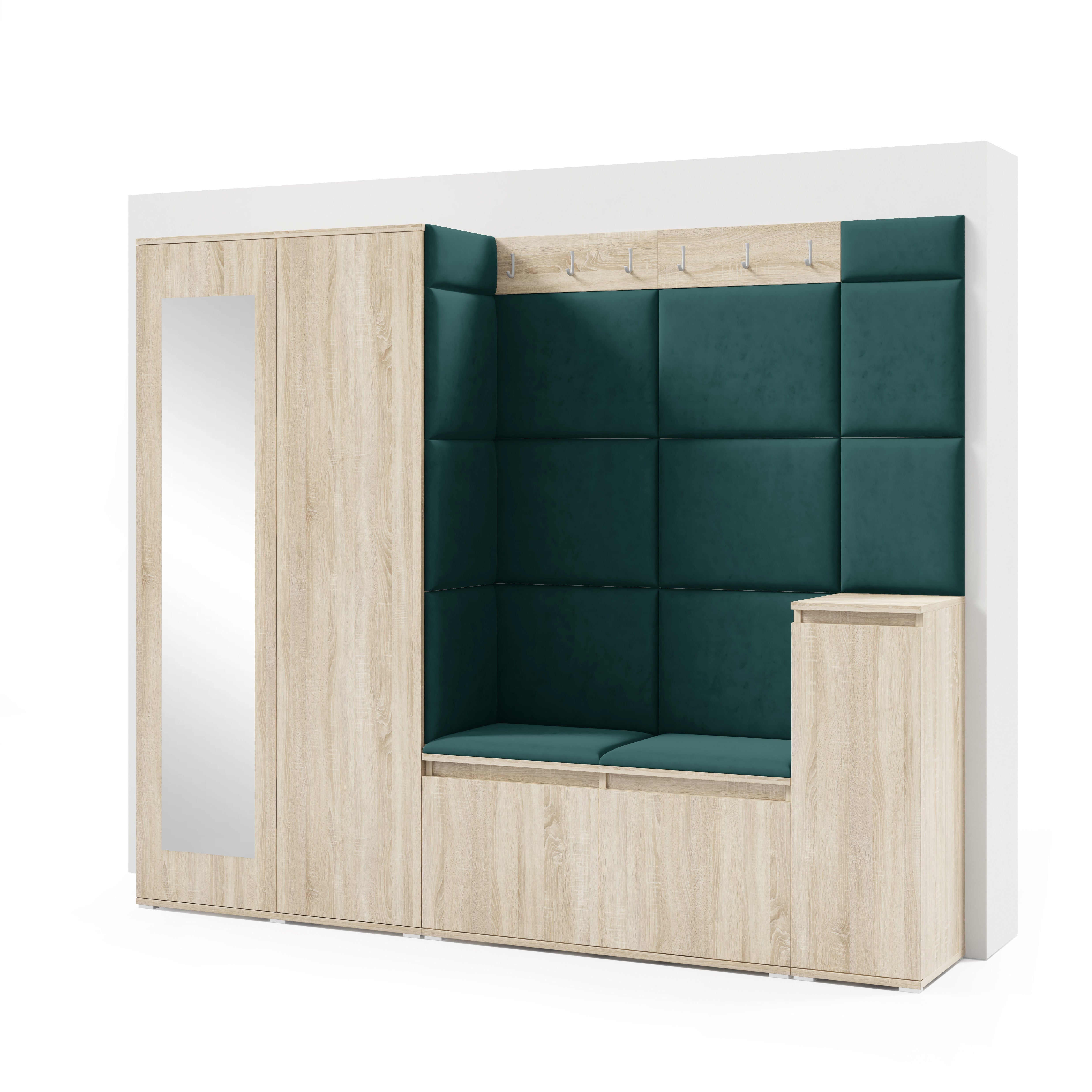PK Emi 27 Hallway Wardrobe Sonoma Oak - Upholstered Panels in Various Colours