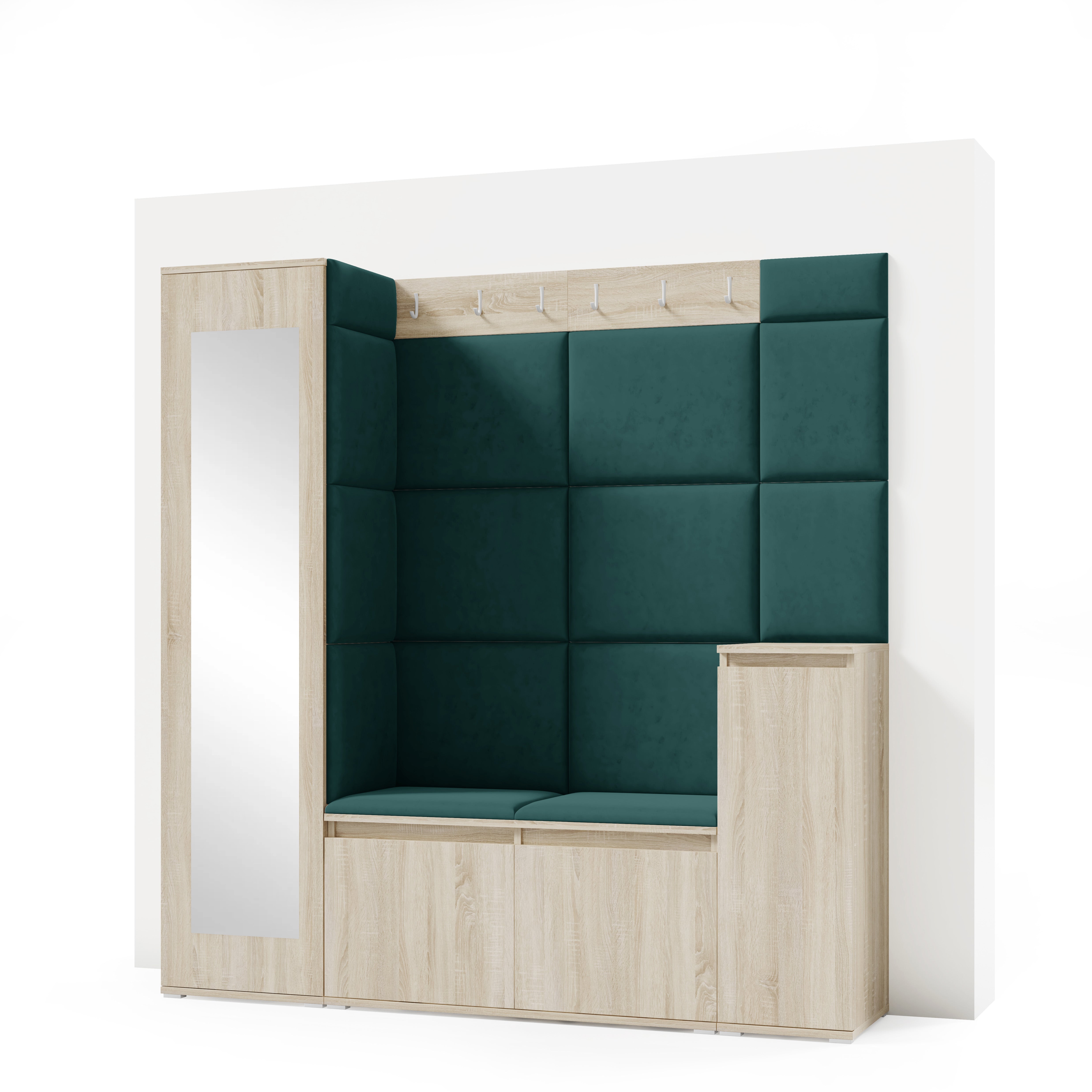 PK Emi 28 Hallway Wardrobe Sonoma Oak - Upholstered Panels in Various Colours