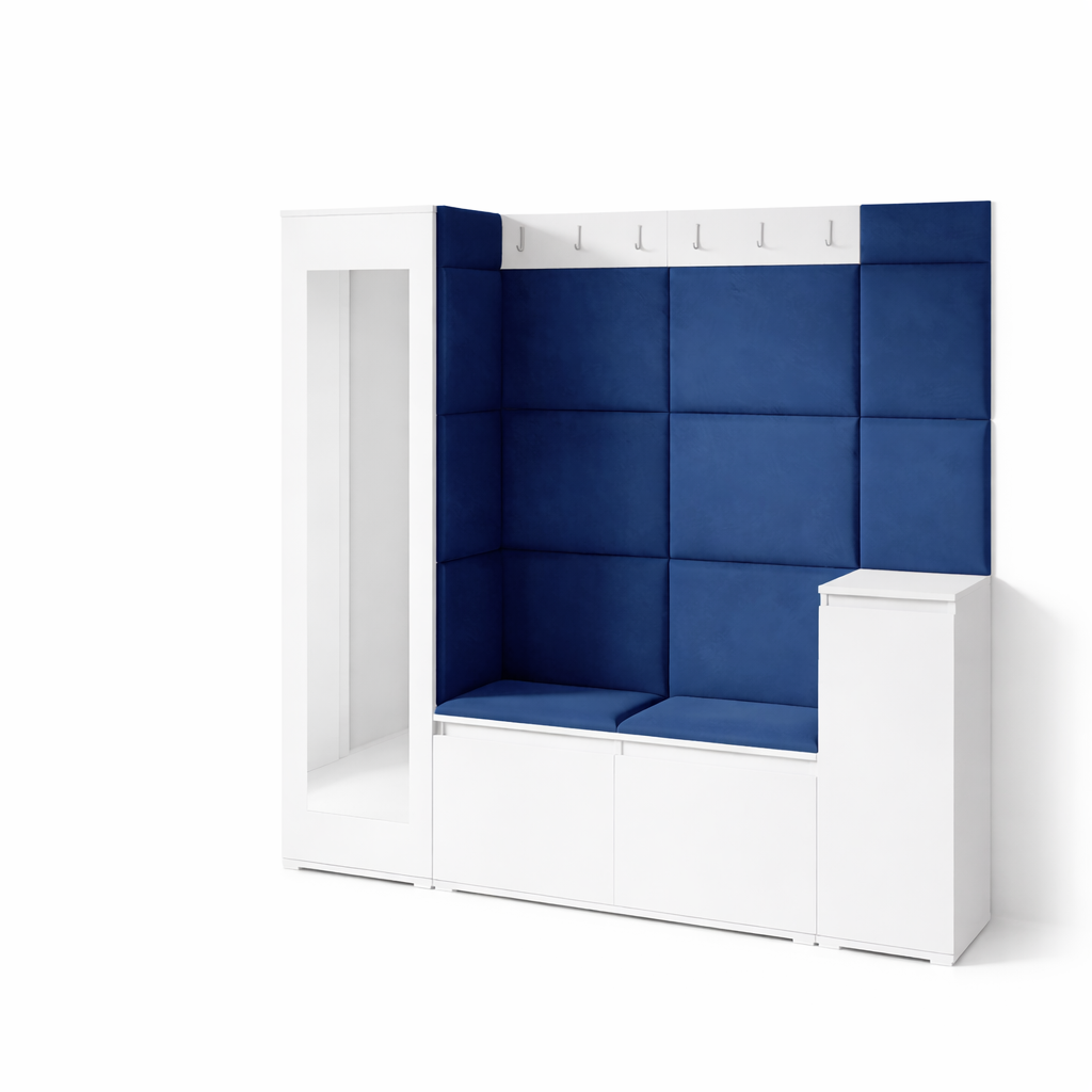 PK Emi 28 Hallway Wardrobe White - Upholstered Panels in Various Colours